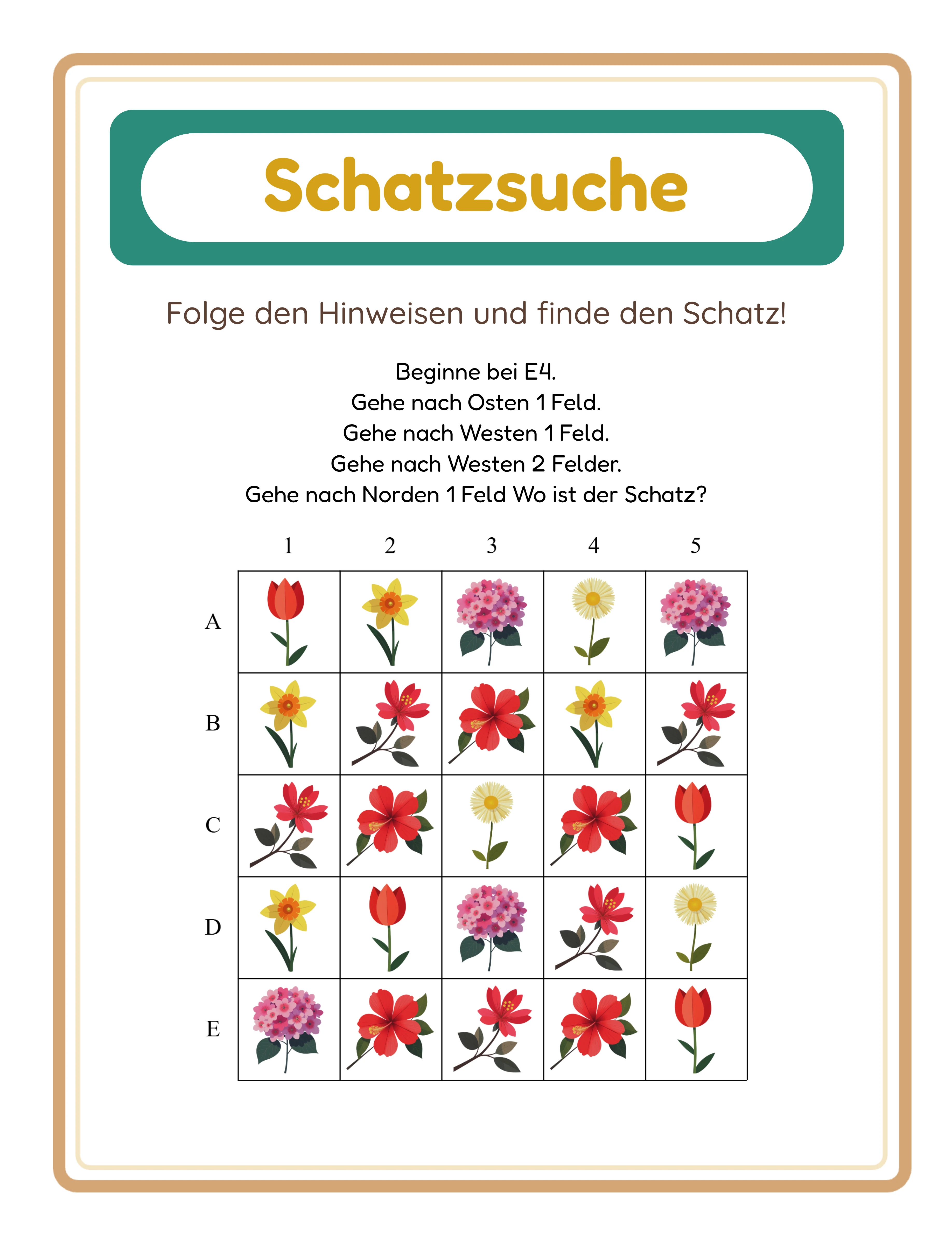 Hervorgehobene Schatzsuche — spannendes Richtungs-Raster-Abenteuer