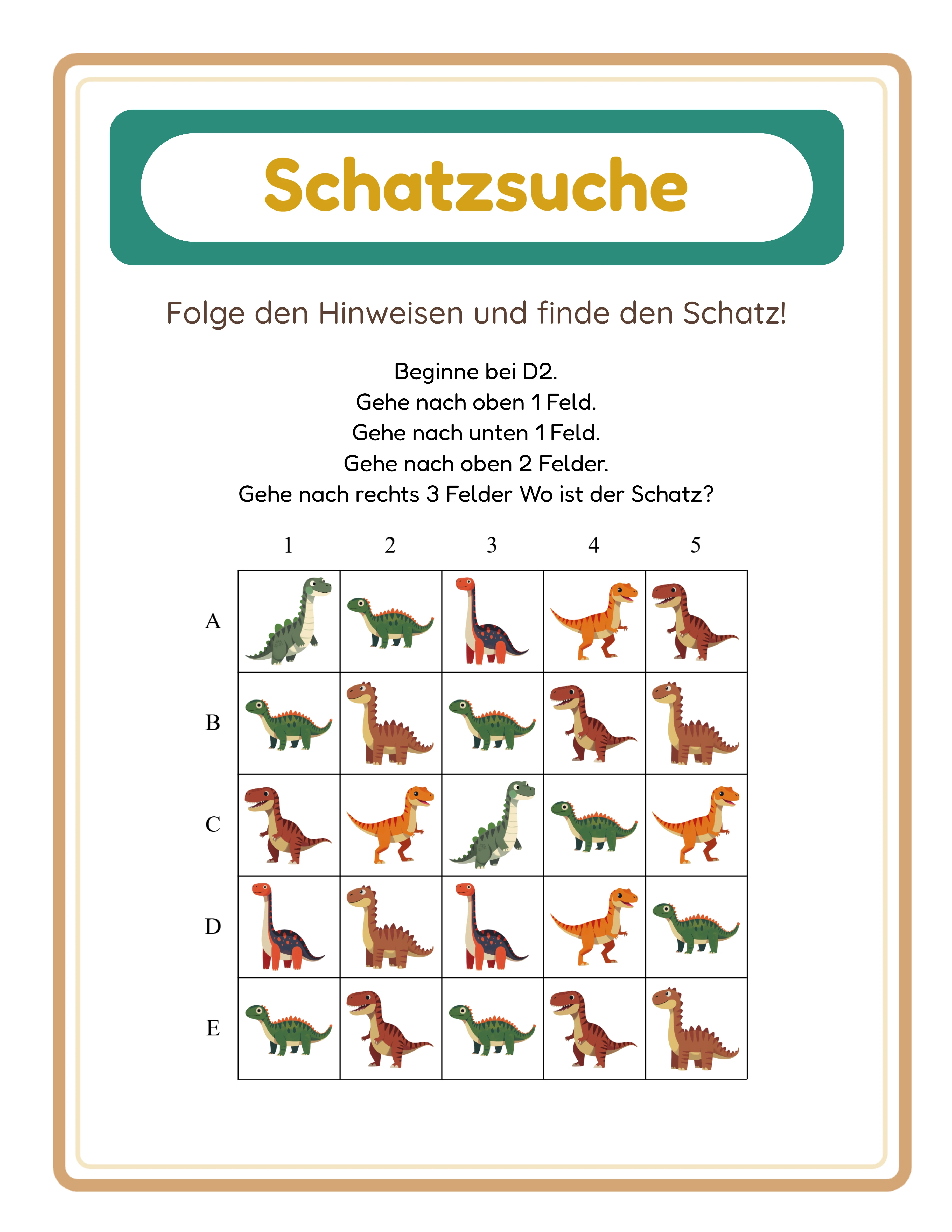 Professionelles Schatzsuche-Arbeitsblatt