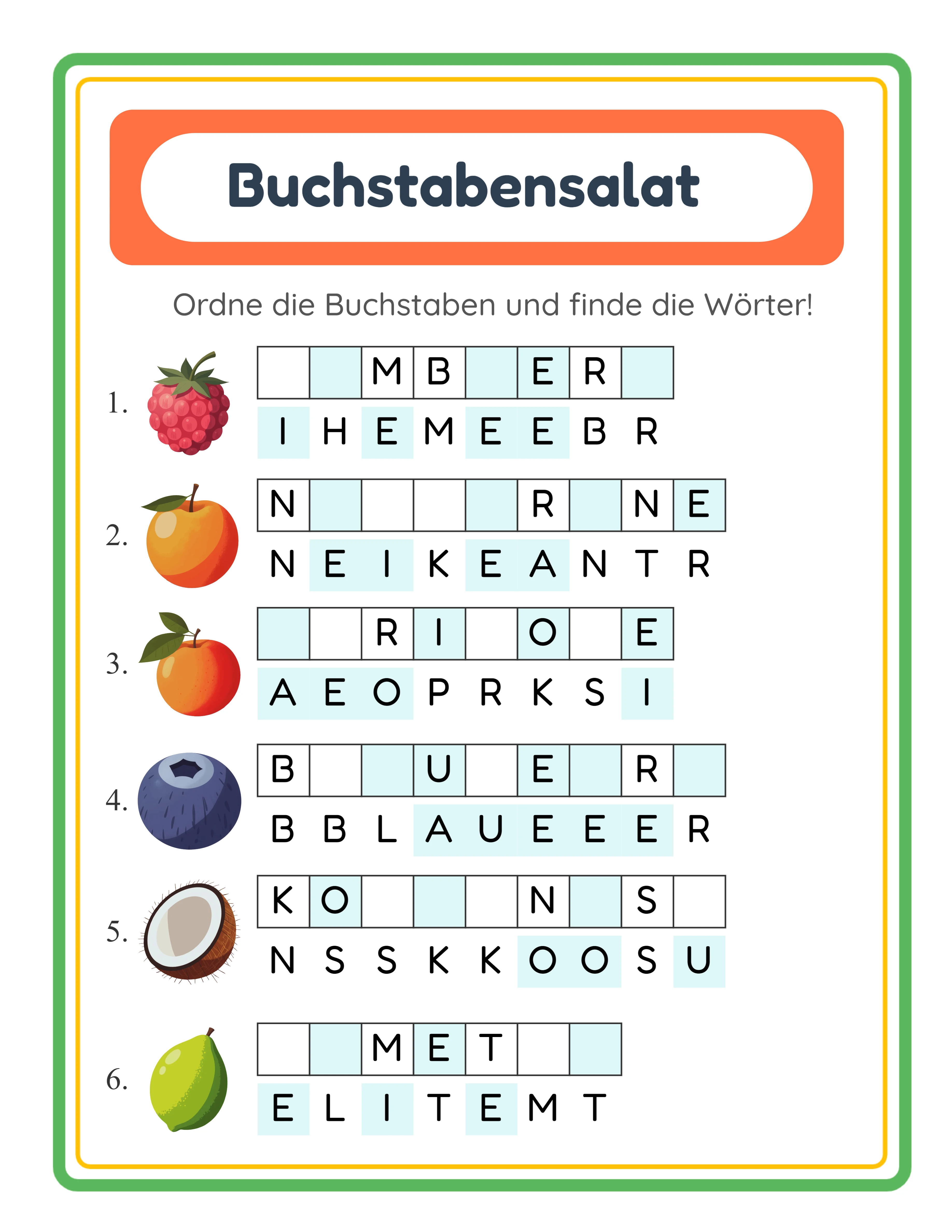 Buchstabensalat — thematische Buchstabenrätsel