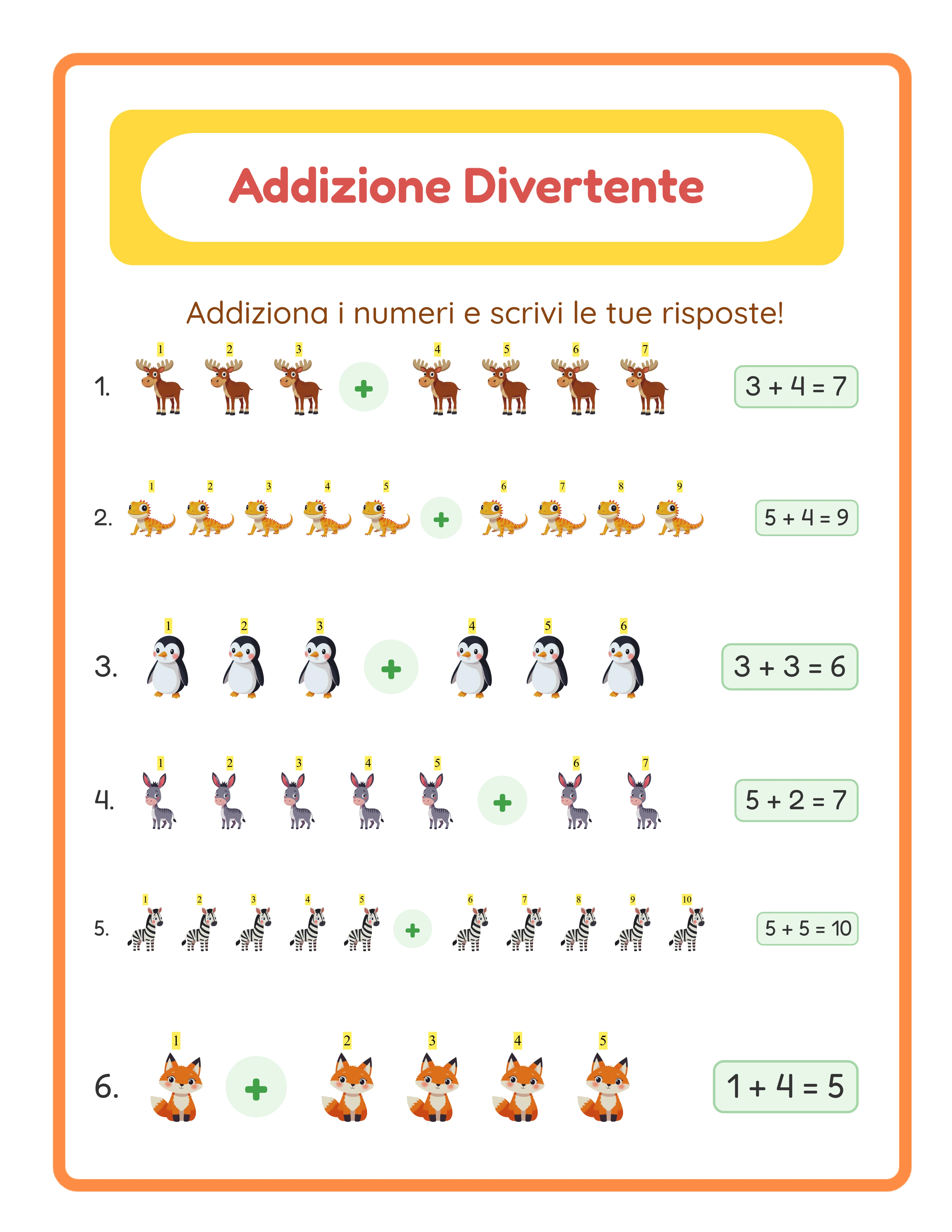 Addition answer key — full solutions