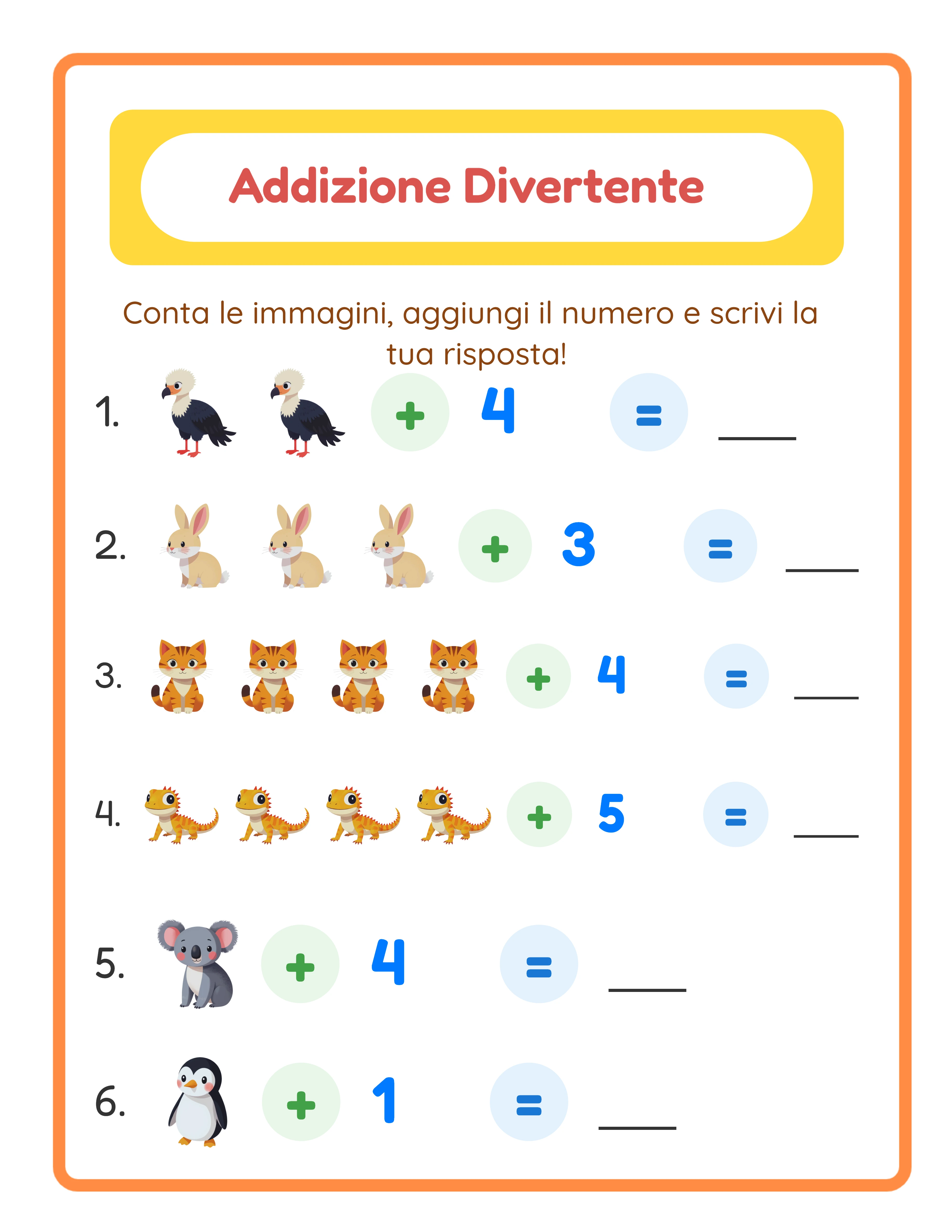 Intermediate addition practice with colorful images