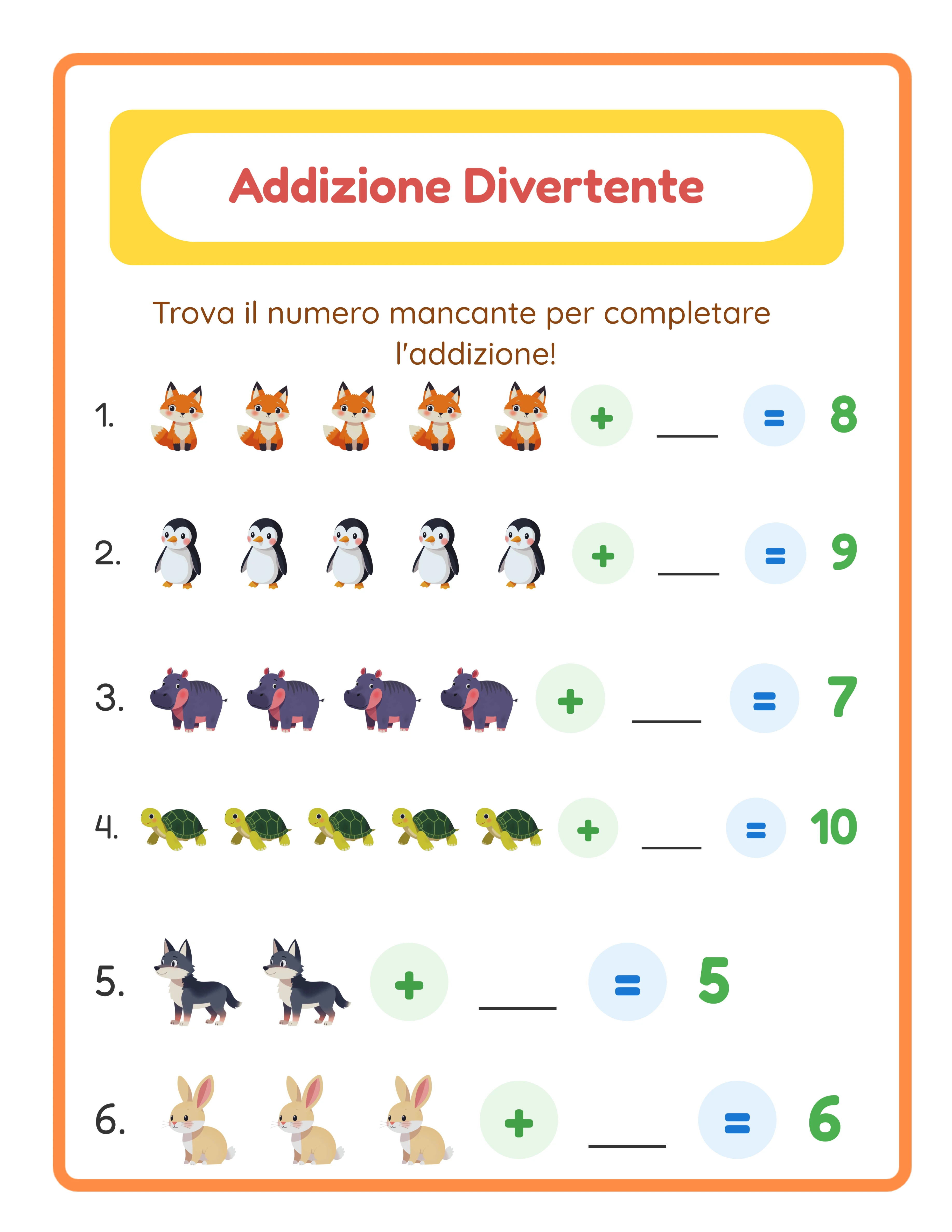 Scheda di addizione con immagini tematiche — livello avanzato