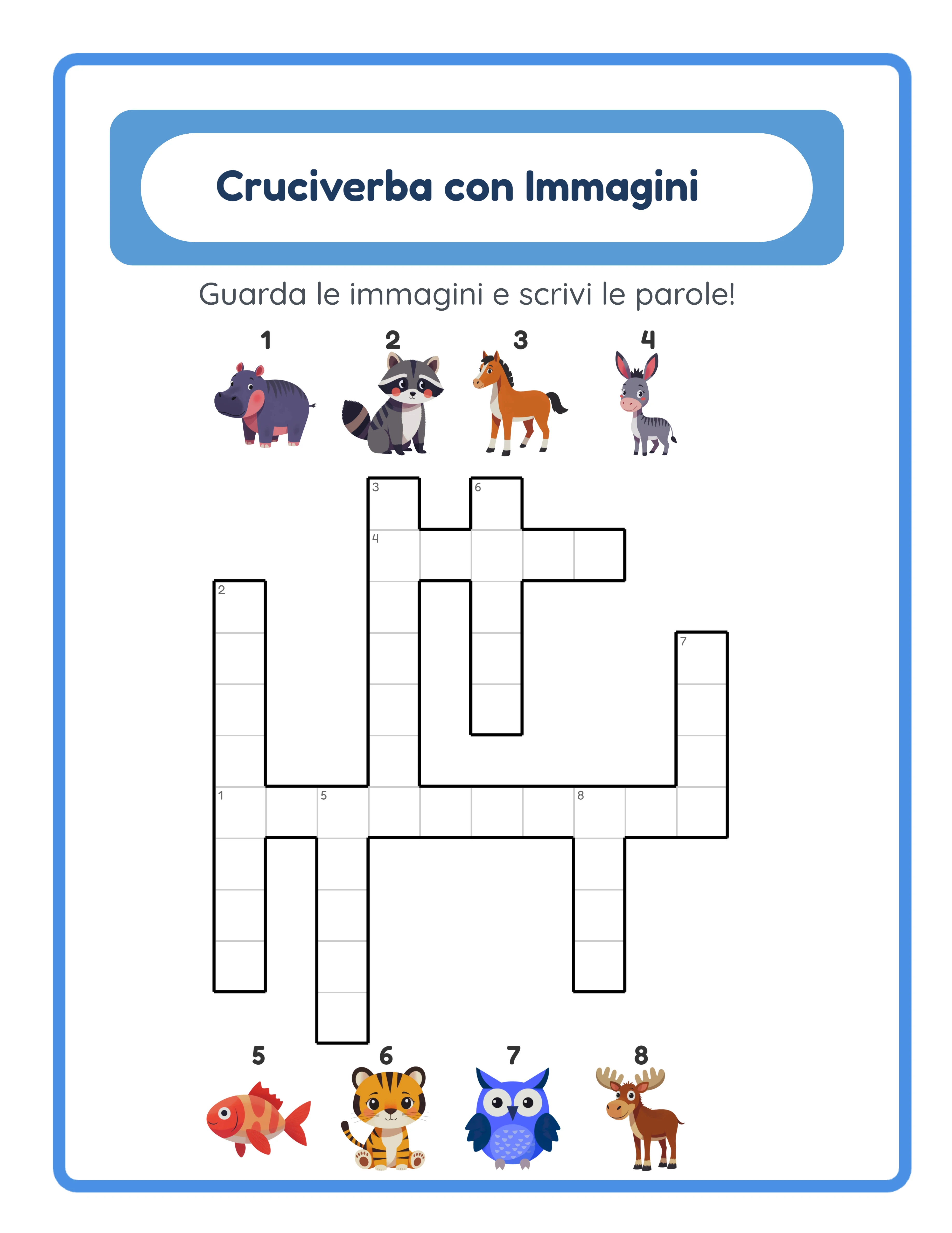 Scheda di Cruciverba intermedio