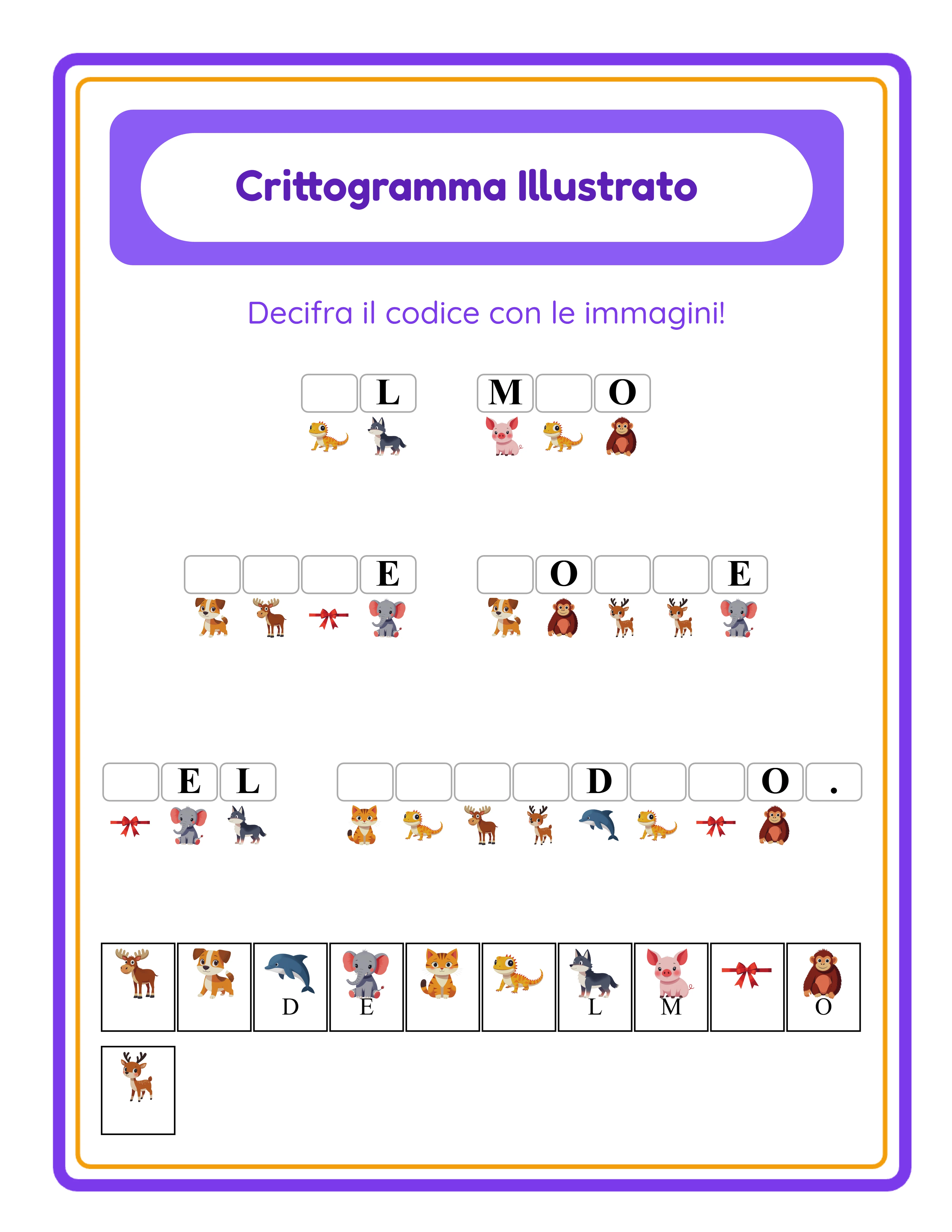Crittogramma in primo piano — puzzle di cifrario in immagini colorato
