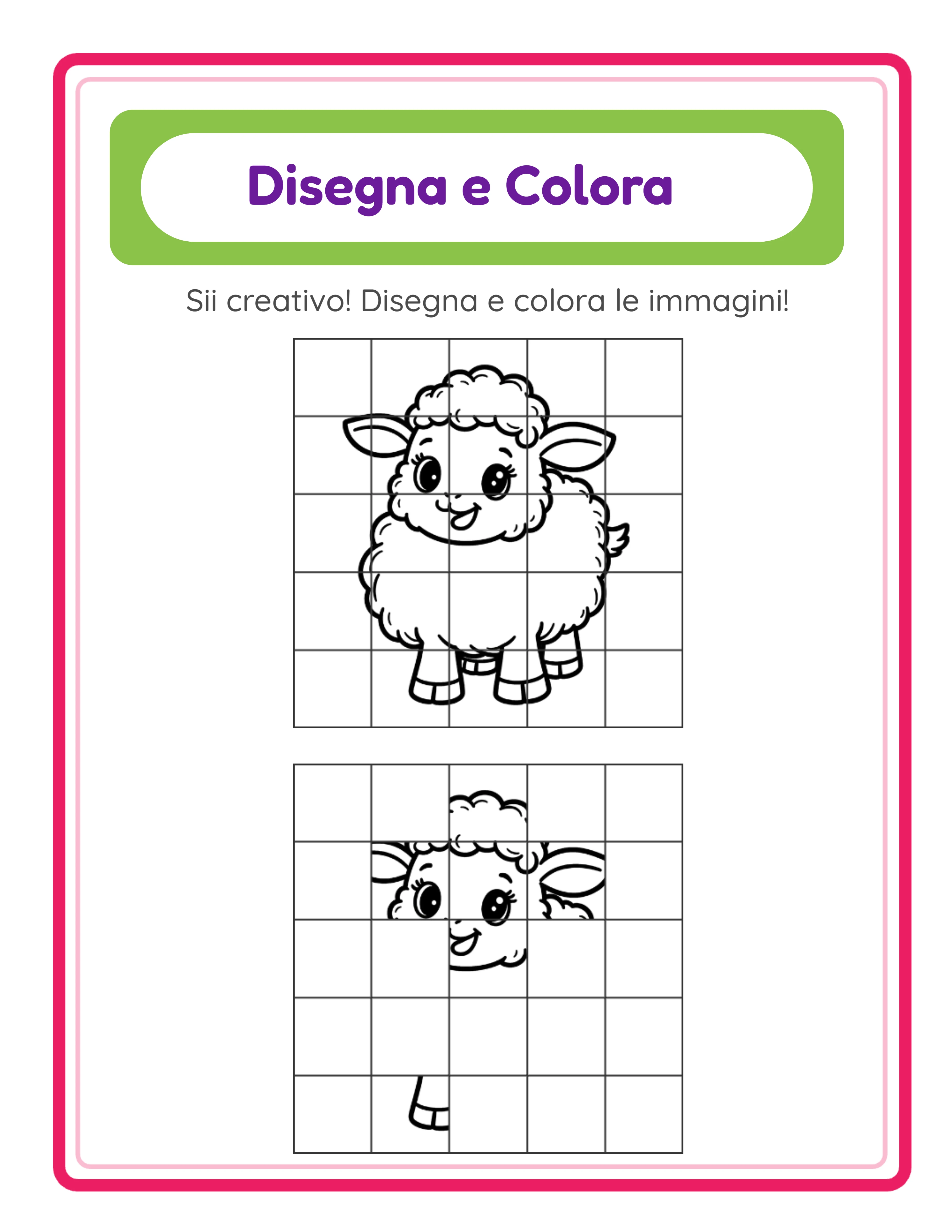 Disegno a griglia in primo piano — adorabile attività artistica di animali