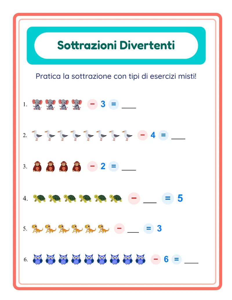 Schede di sottrazioni