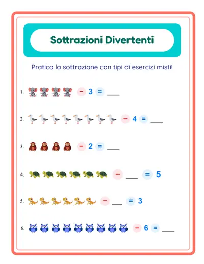 Schede di sottrazioni
