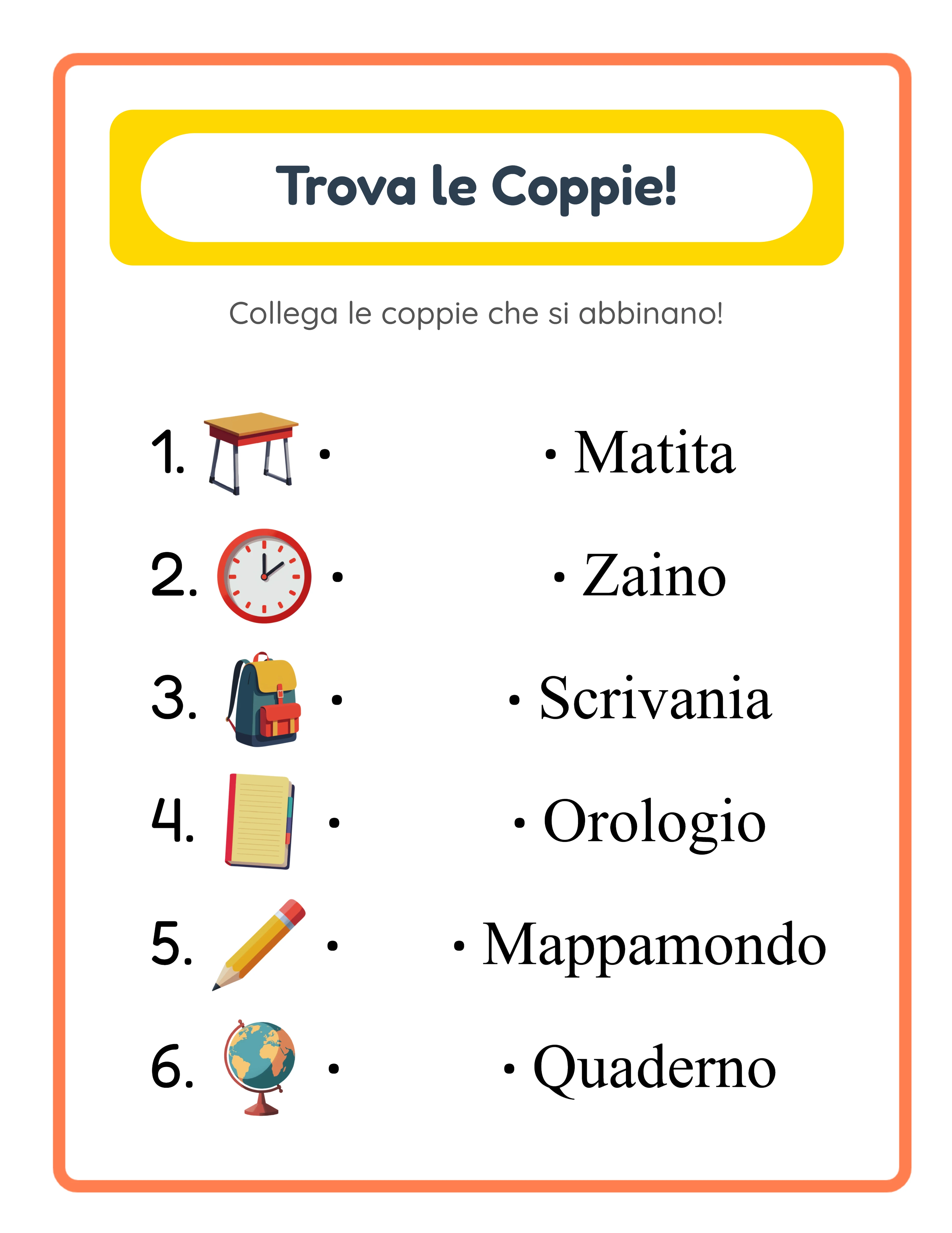Matching challenge — connect themed images to labels