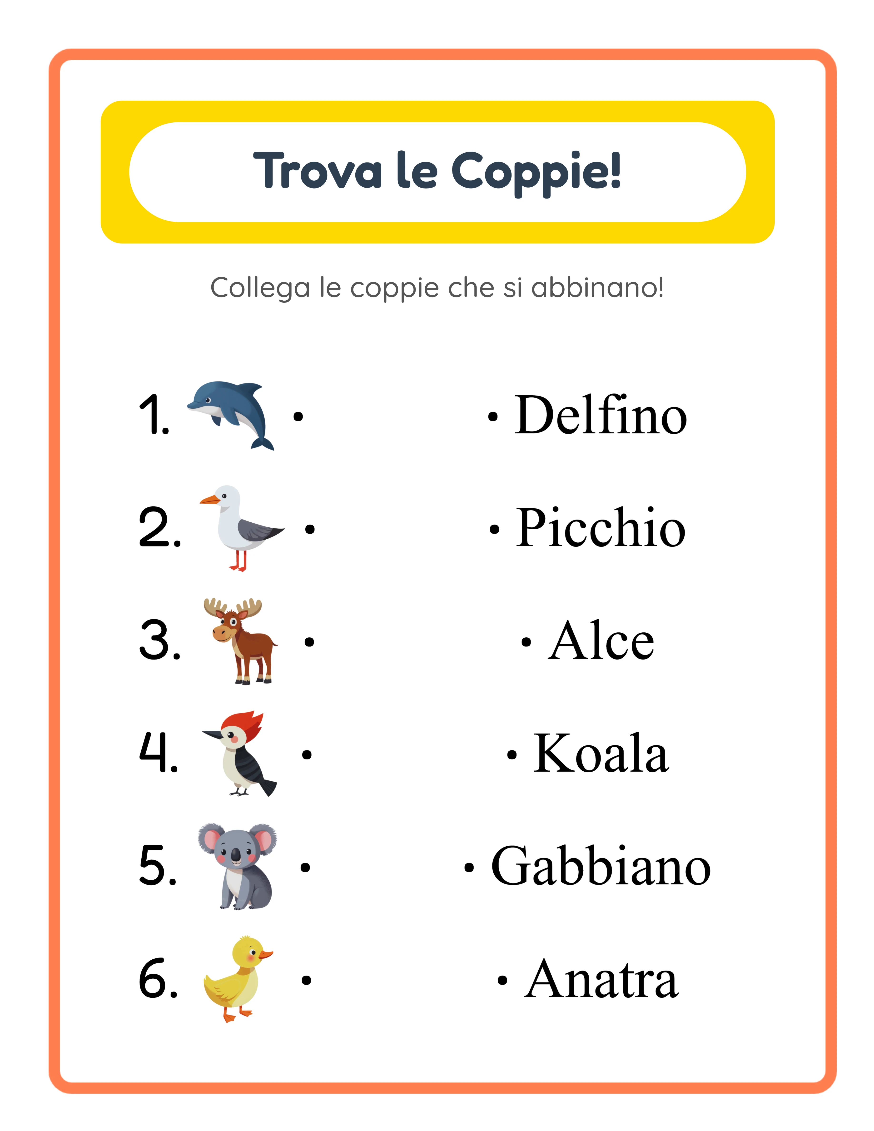 Abbinamento — vocabolario tematico in immagini