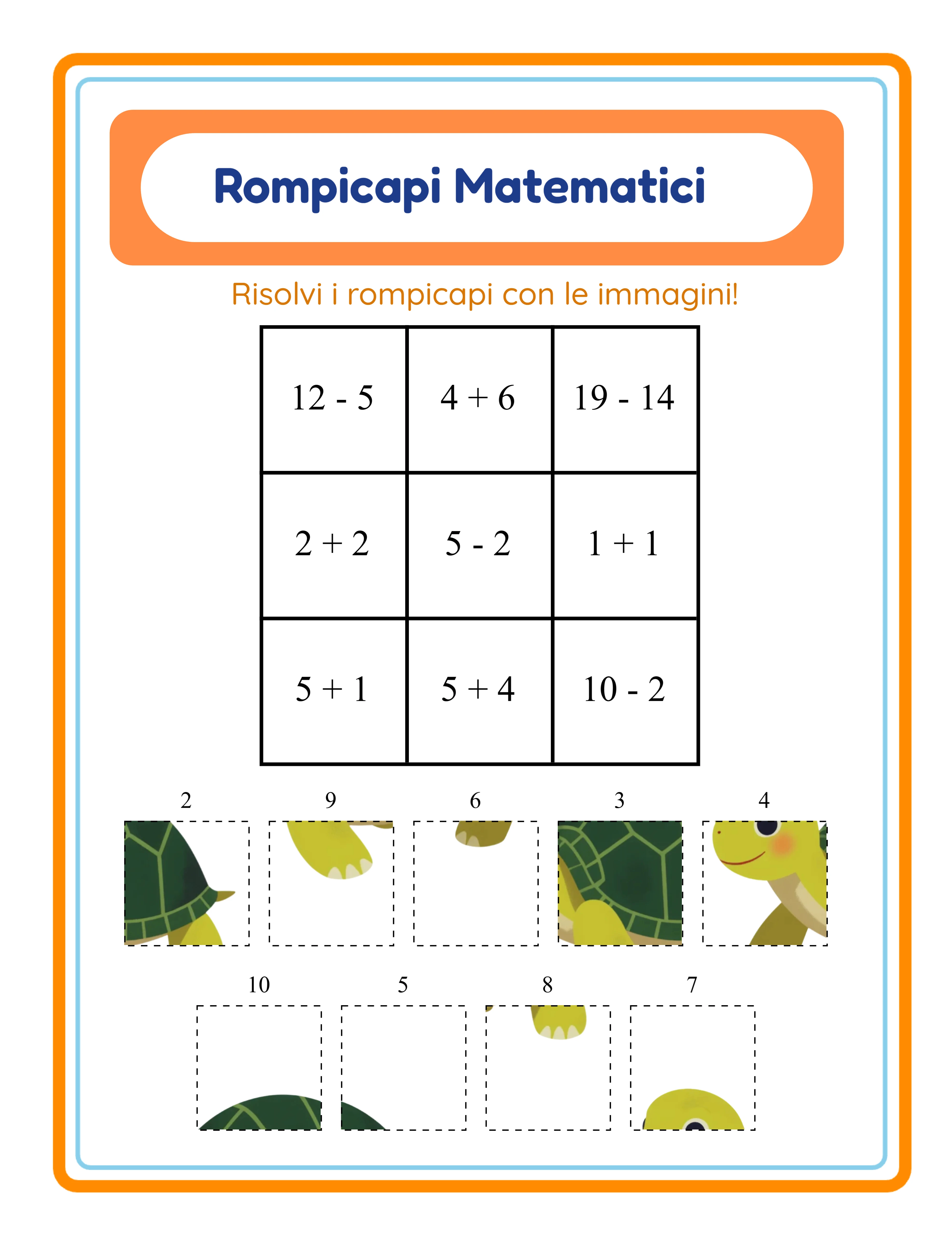 Scheda puzzle matematico professionale