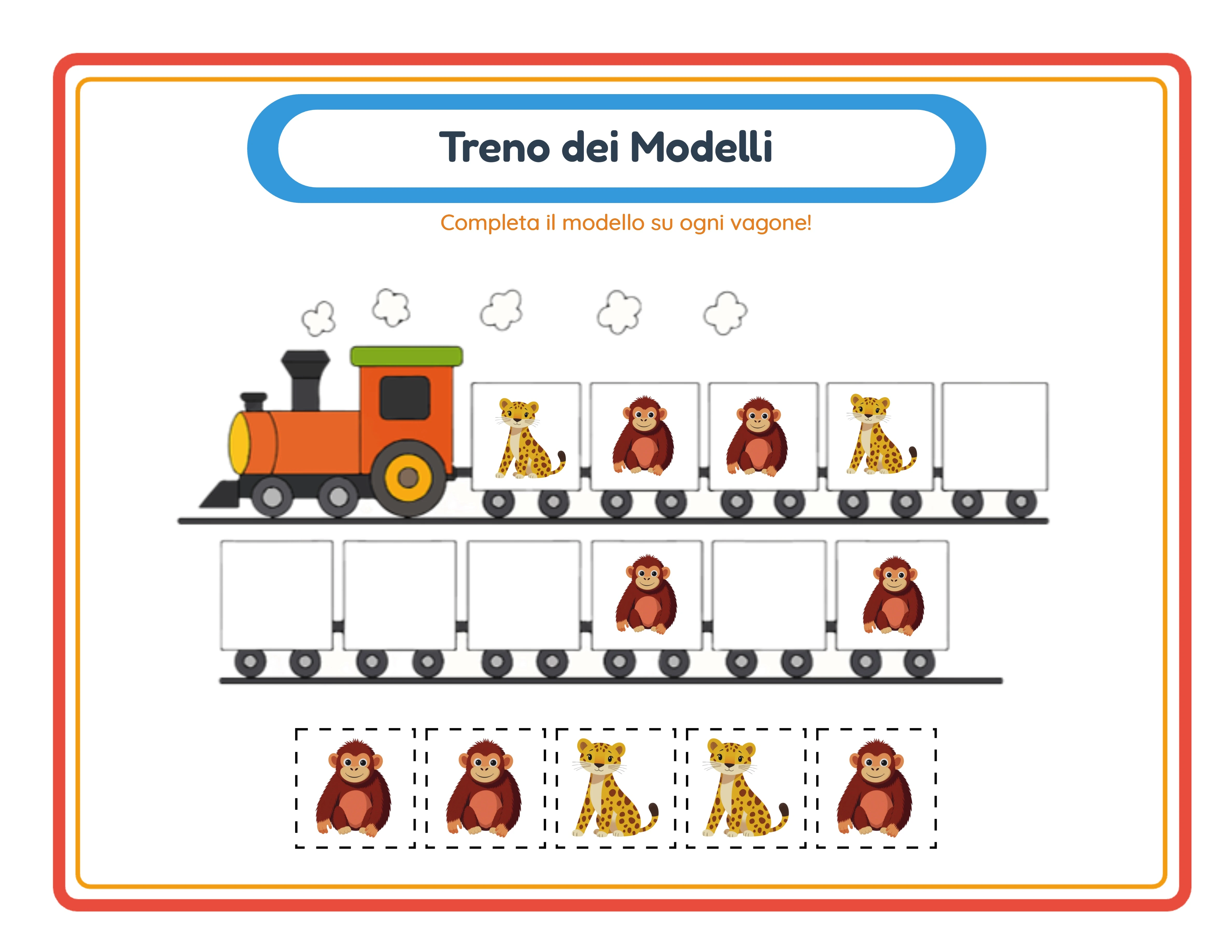 Scheda treno dei motivi in primo piano — attività di sequenze colorata