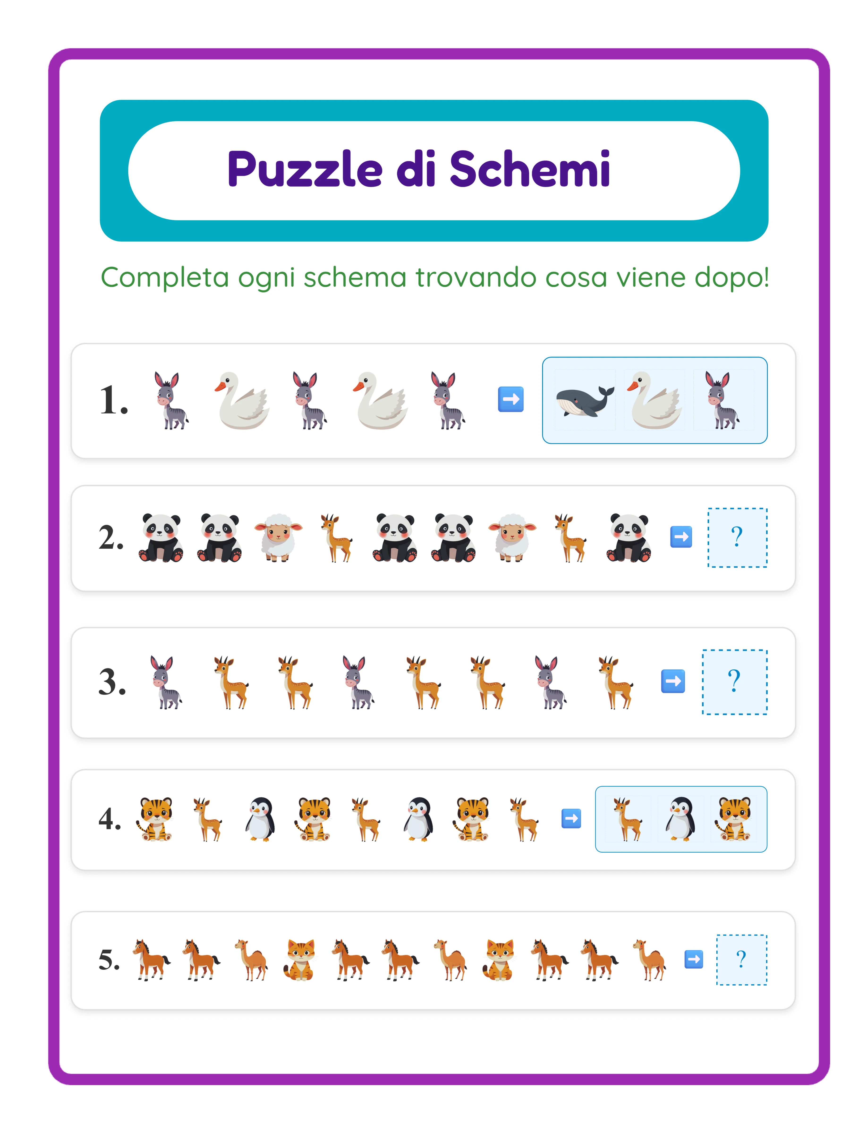 Scheda di motivi in primo piano — sfida di sequenze colorata