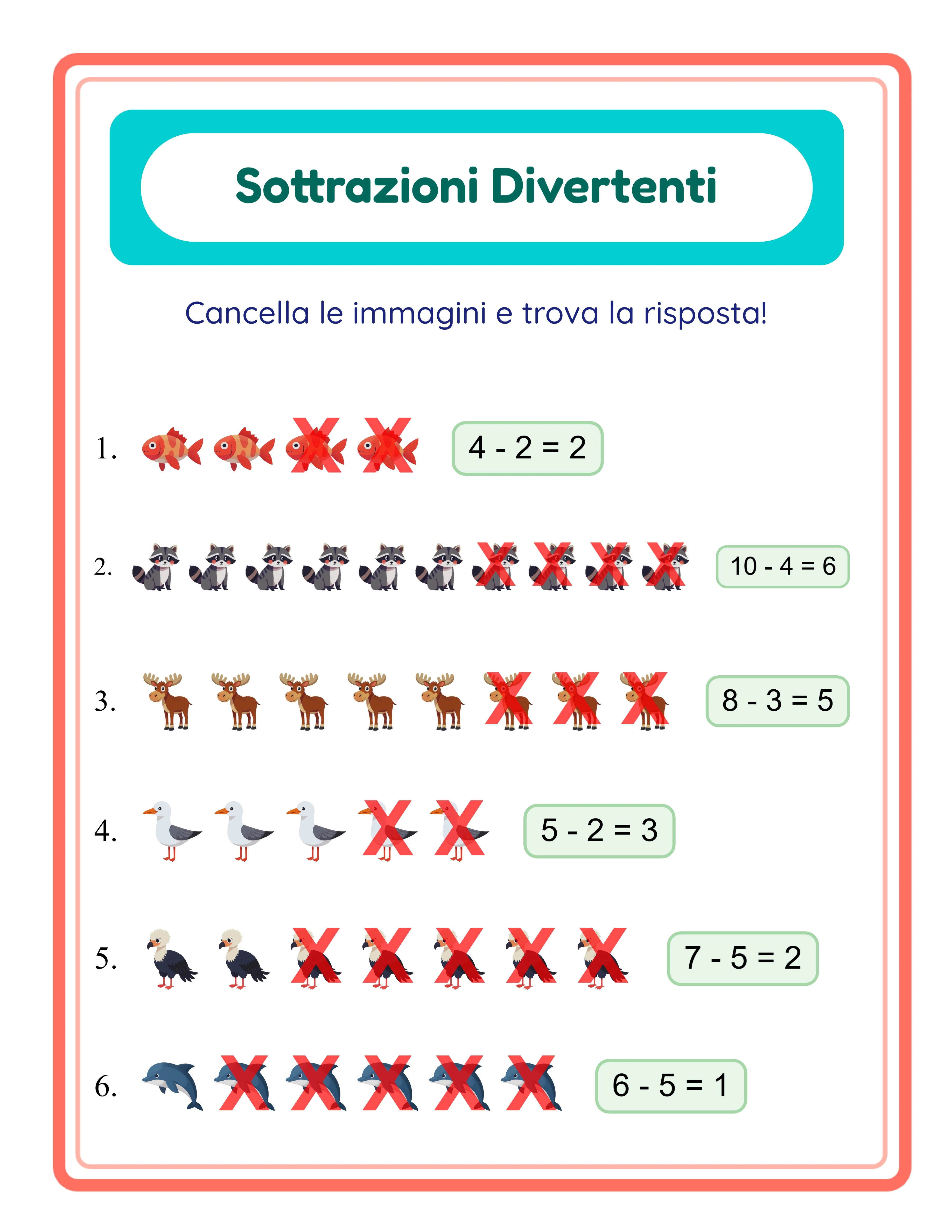 Chiave di risposta sottrazione — soluzioni incluse