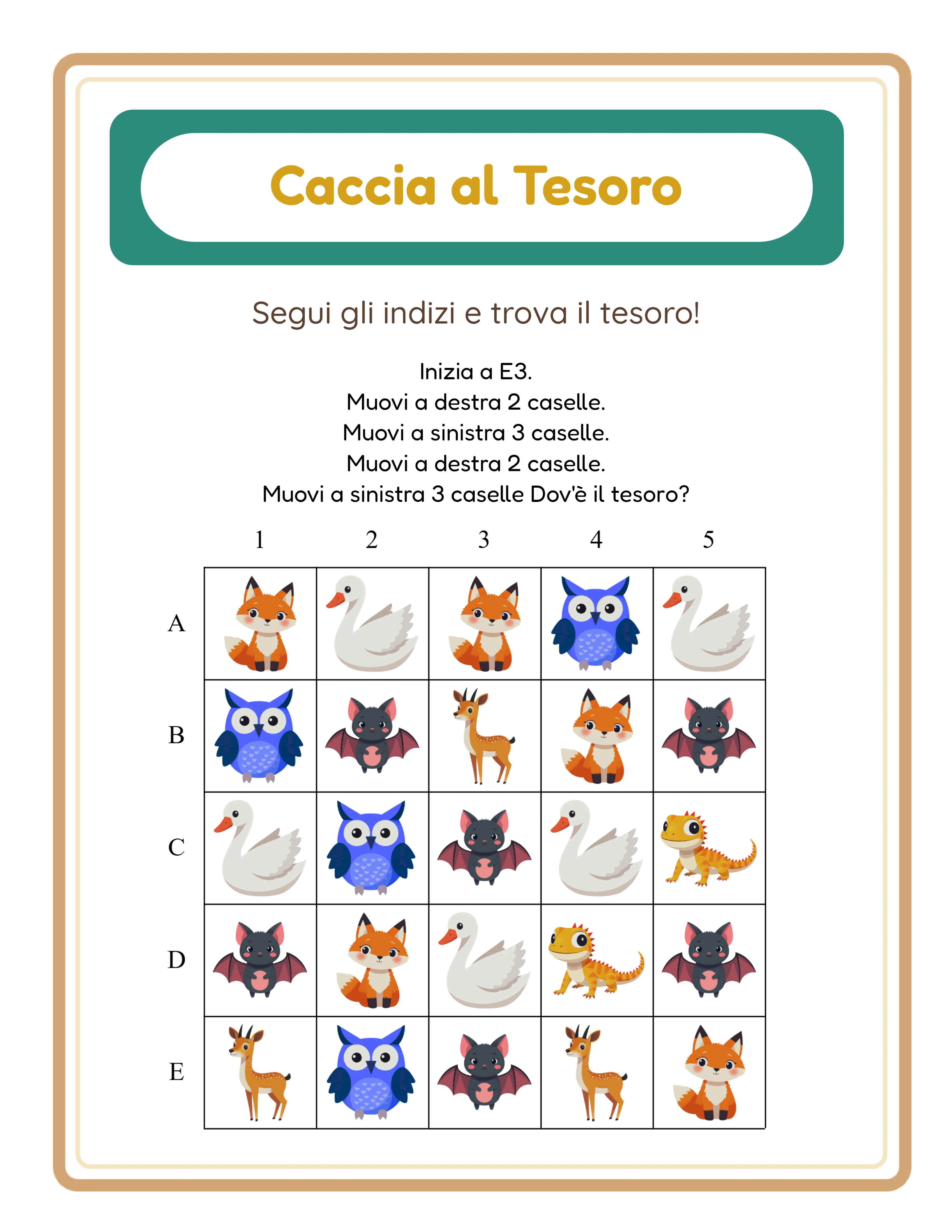 Scheda di Caccia al tesoro professionale