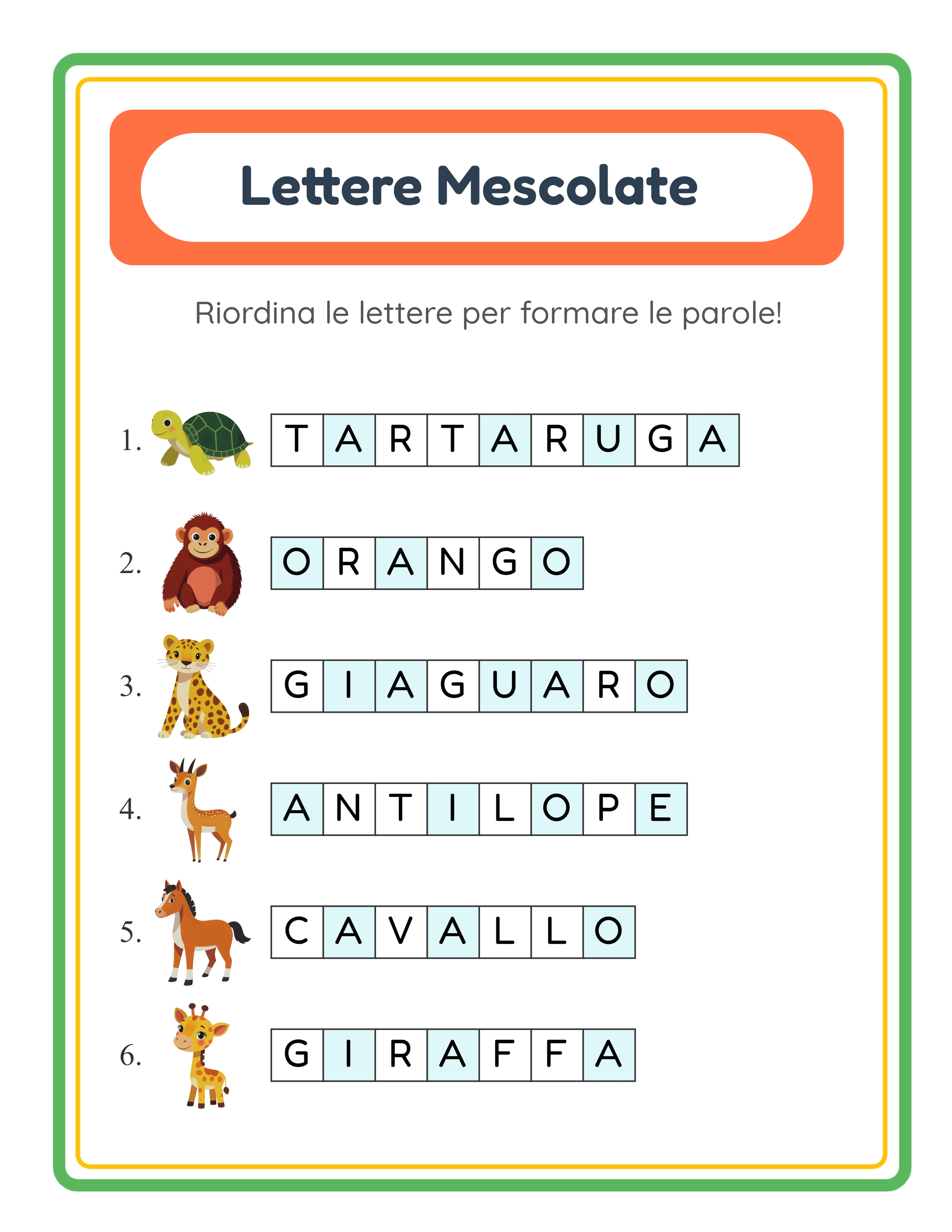 Chiave di risposta anagrammi