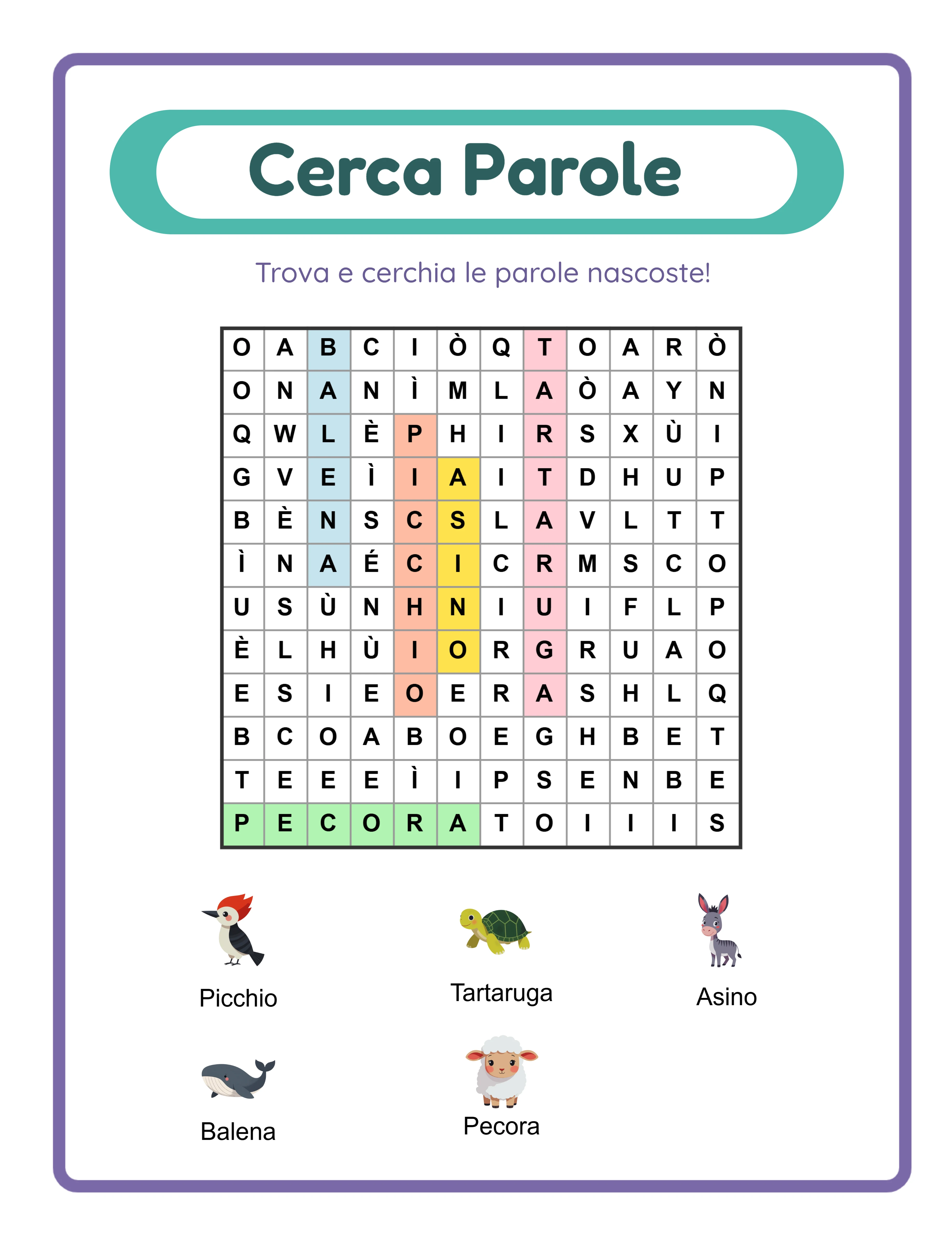 Chiave di risposta cerca parole