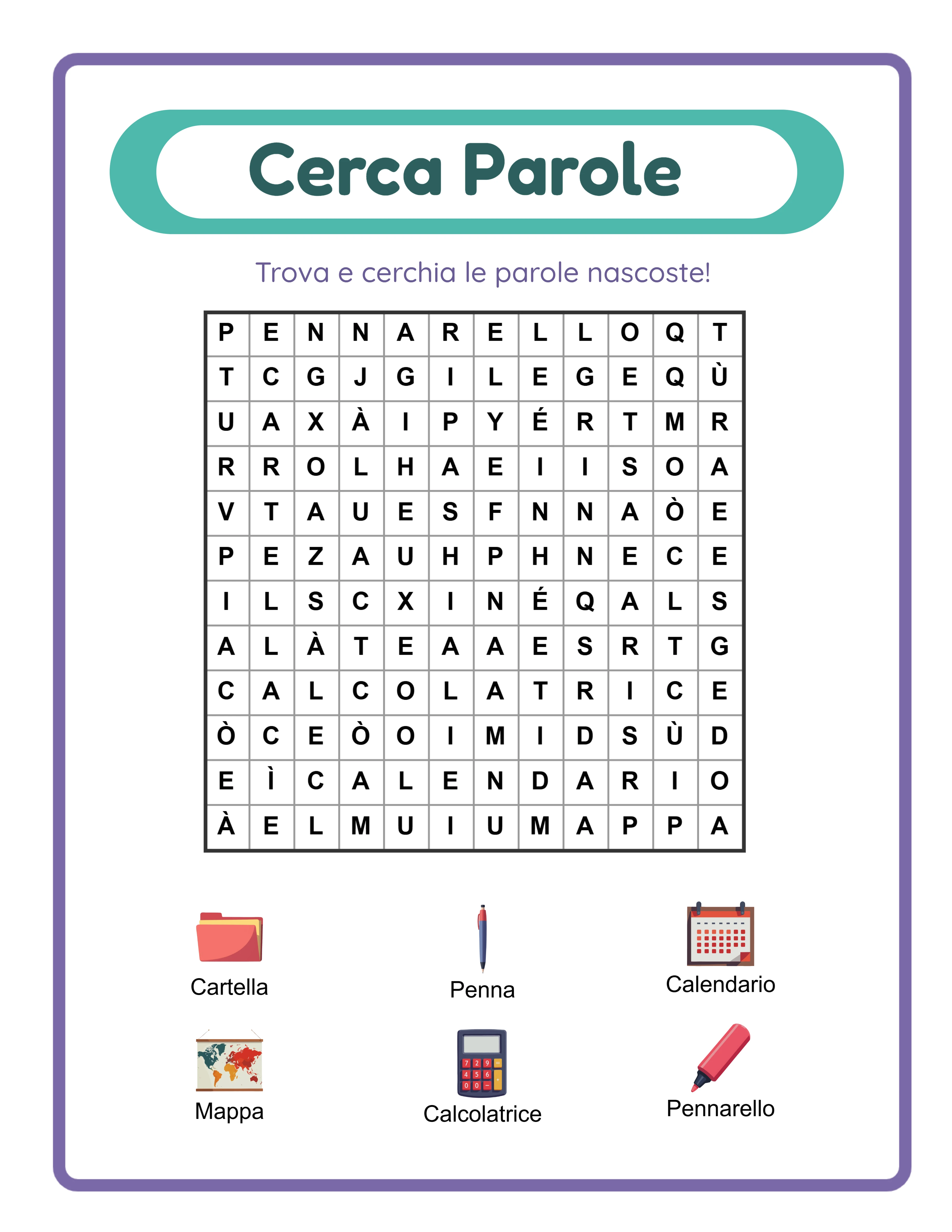 Cerca parole — vocabolario tematico in immagini