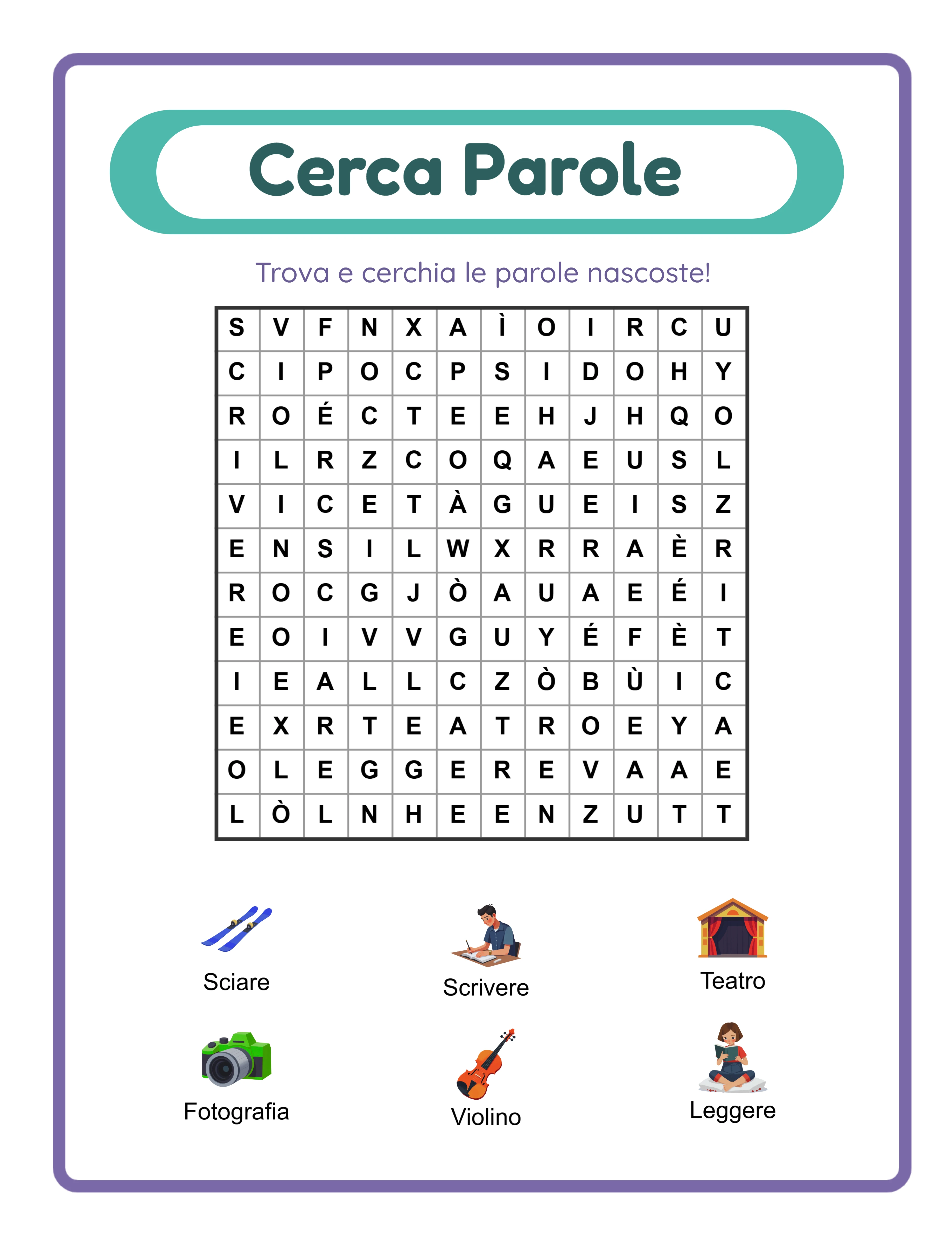 Cerca parole — griglia avanzata