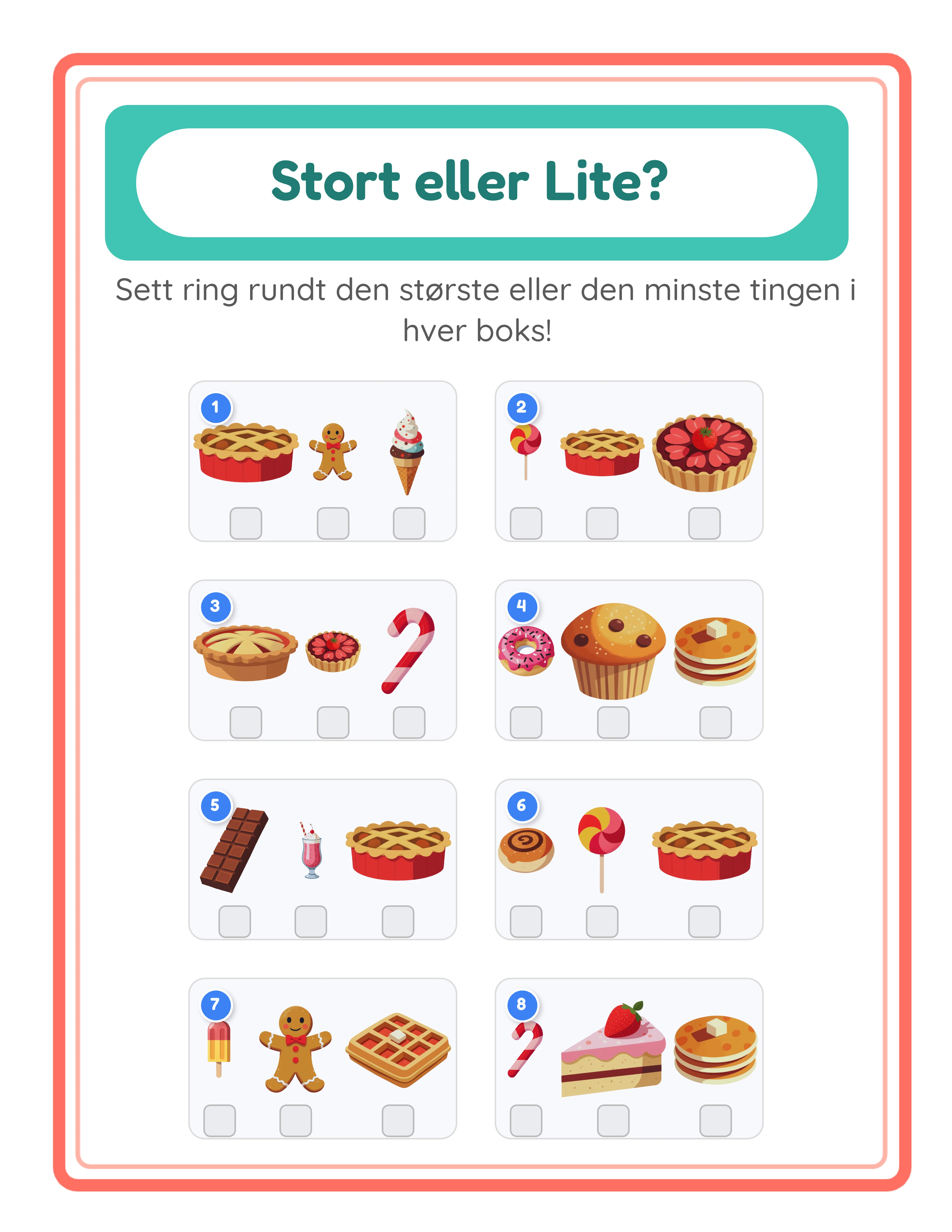 Professional big-small printable worksheet
