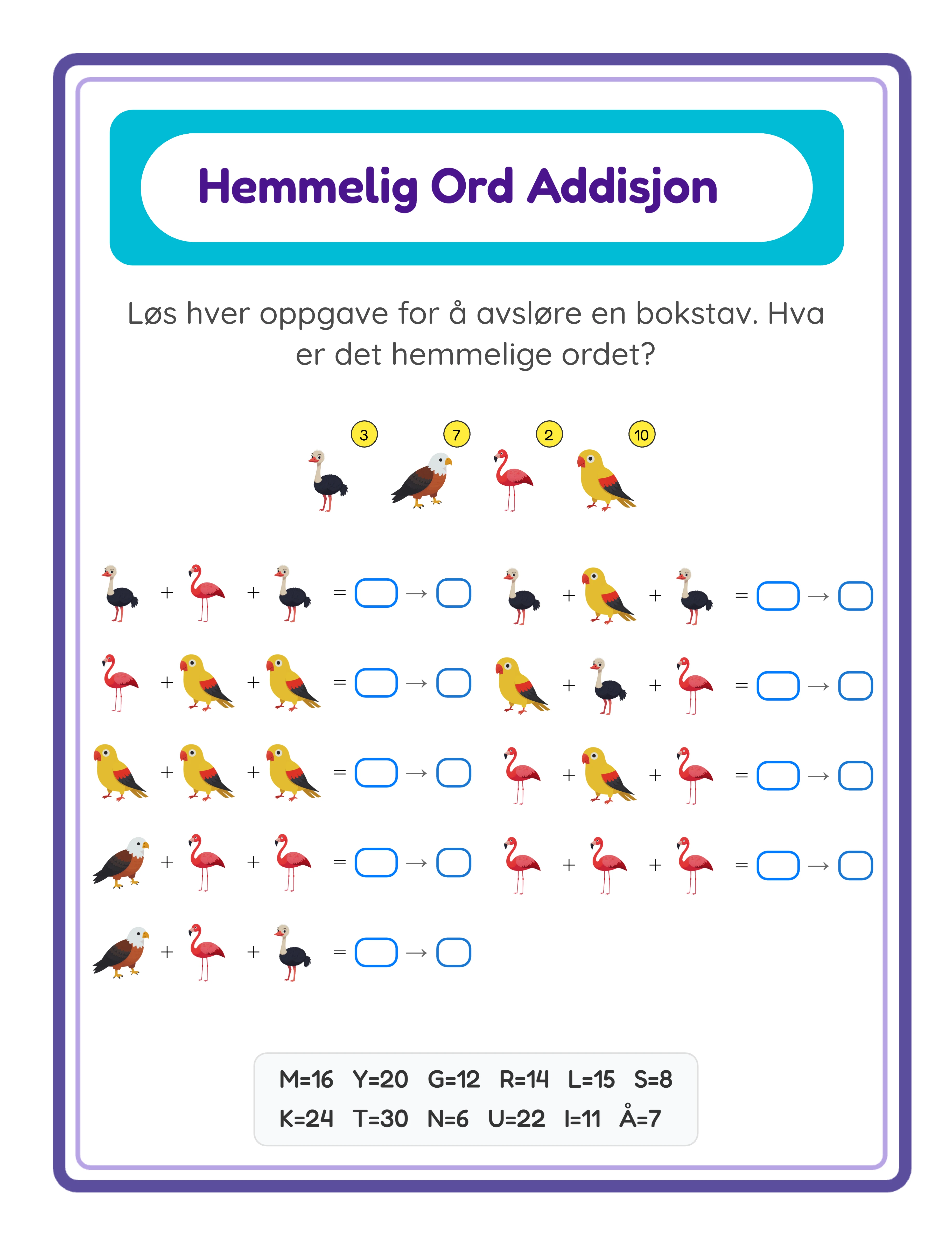 Featured code addition printable worksheet — crack the code with math