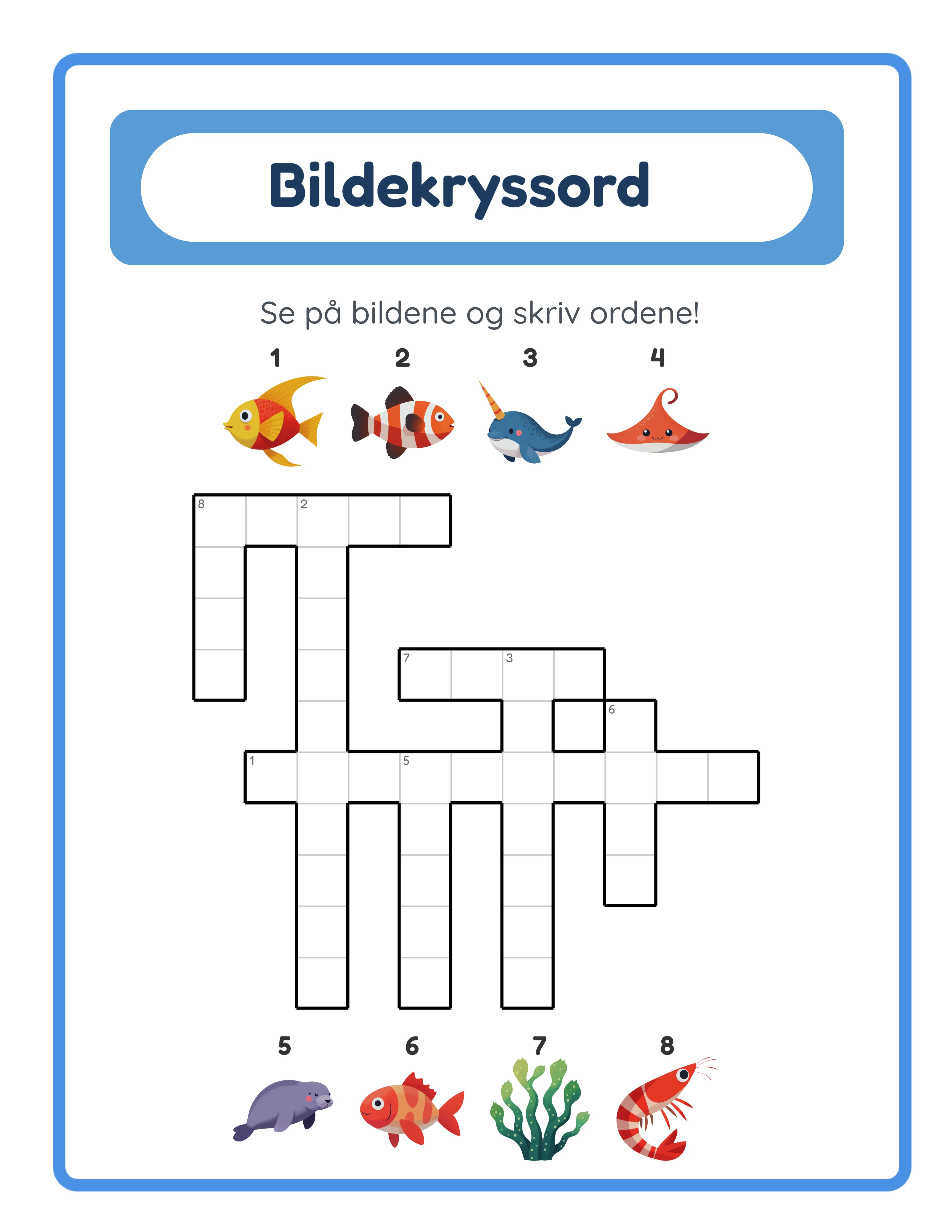 Kryssord profesjonelt arbeidsark