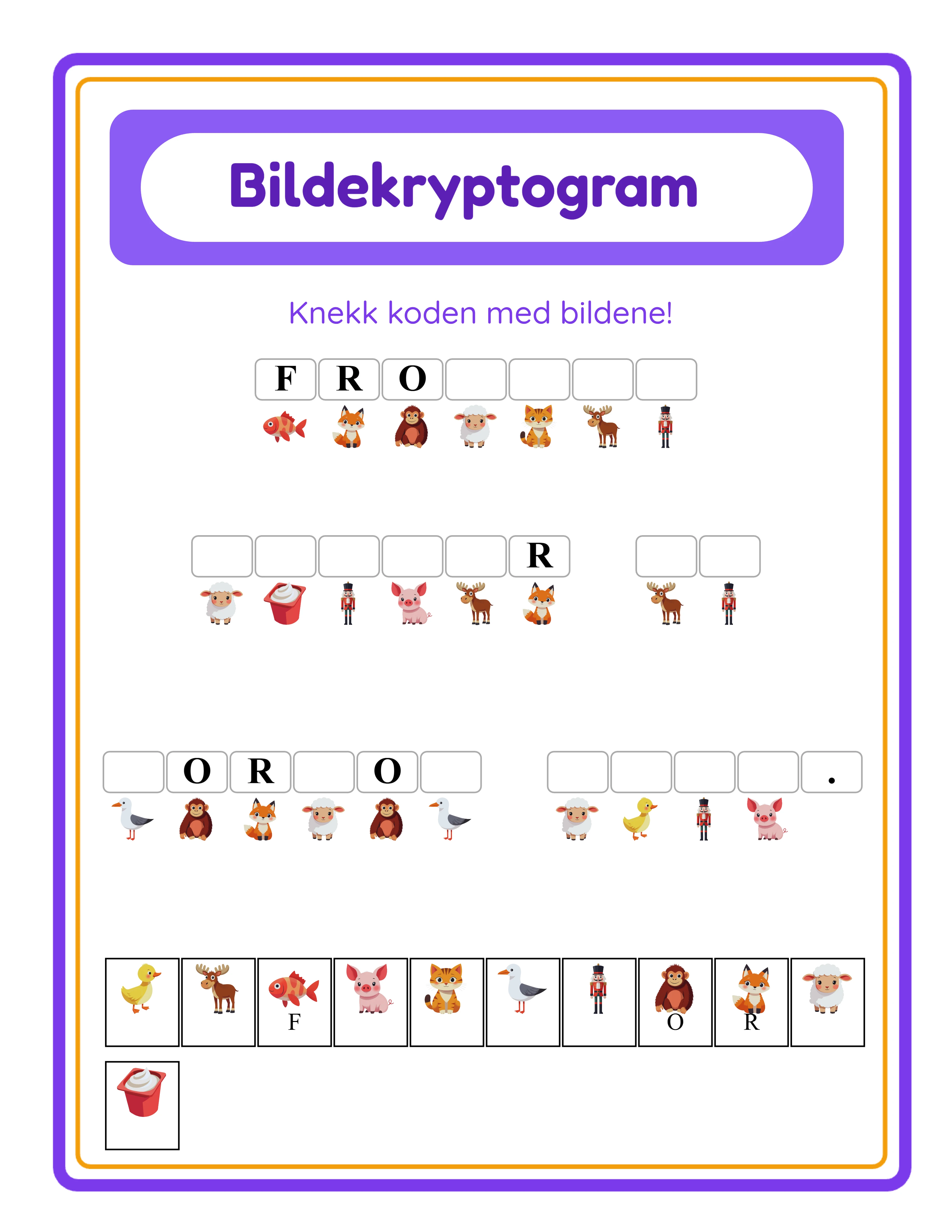 Utvalgt kryptogram arbeidsark