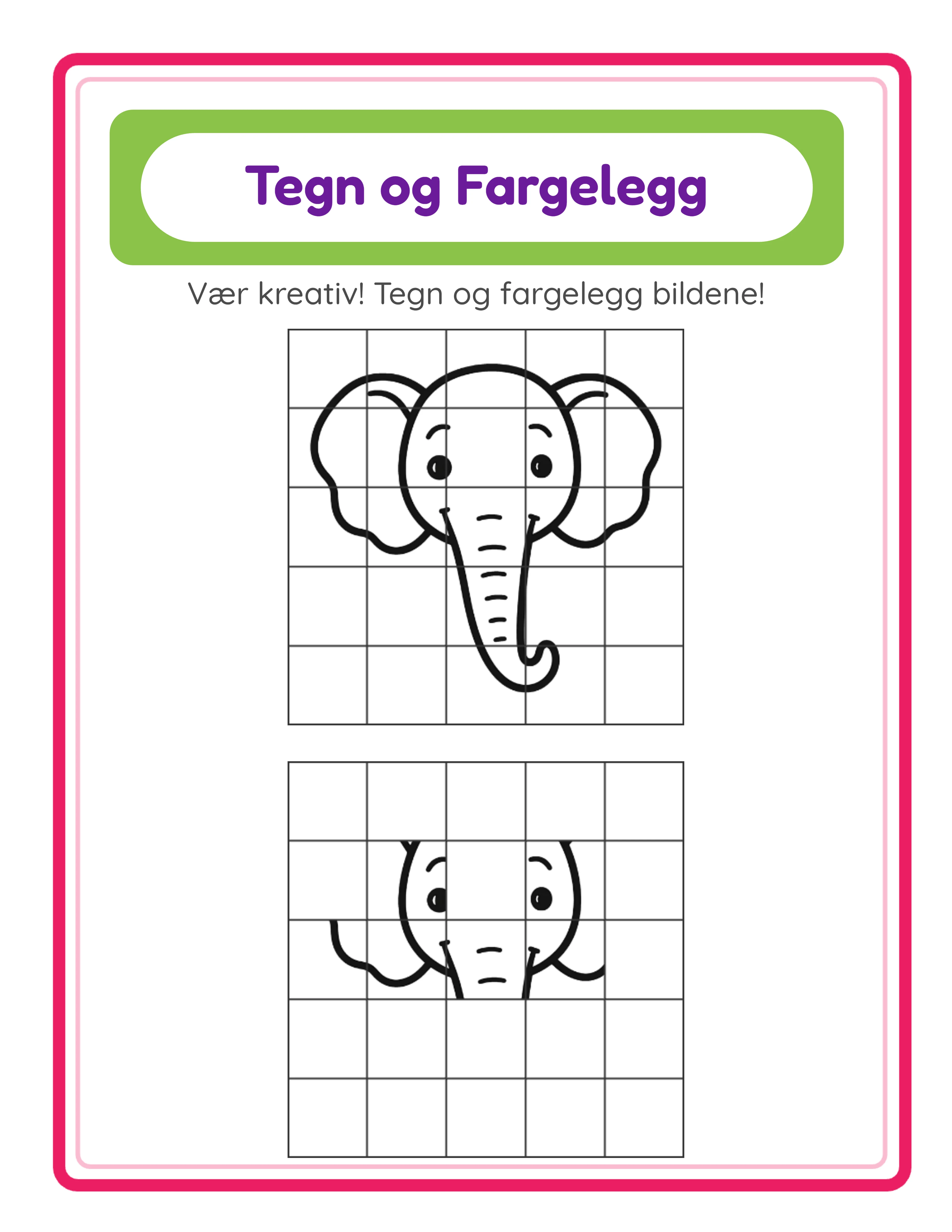 Tegn & Fargelegg arbeidsark eksempel 2