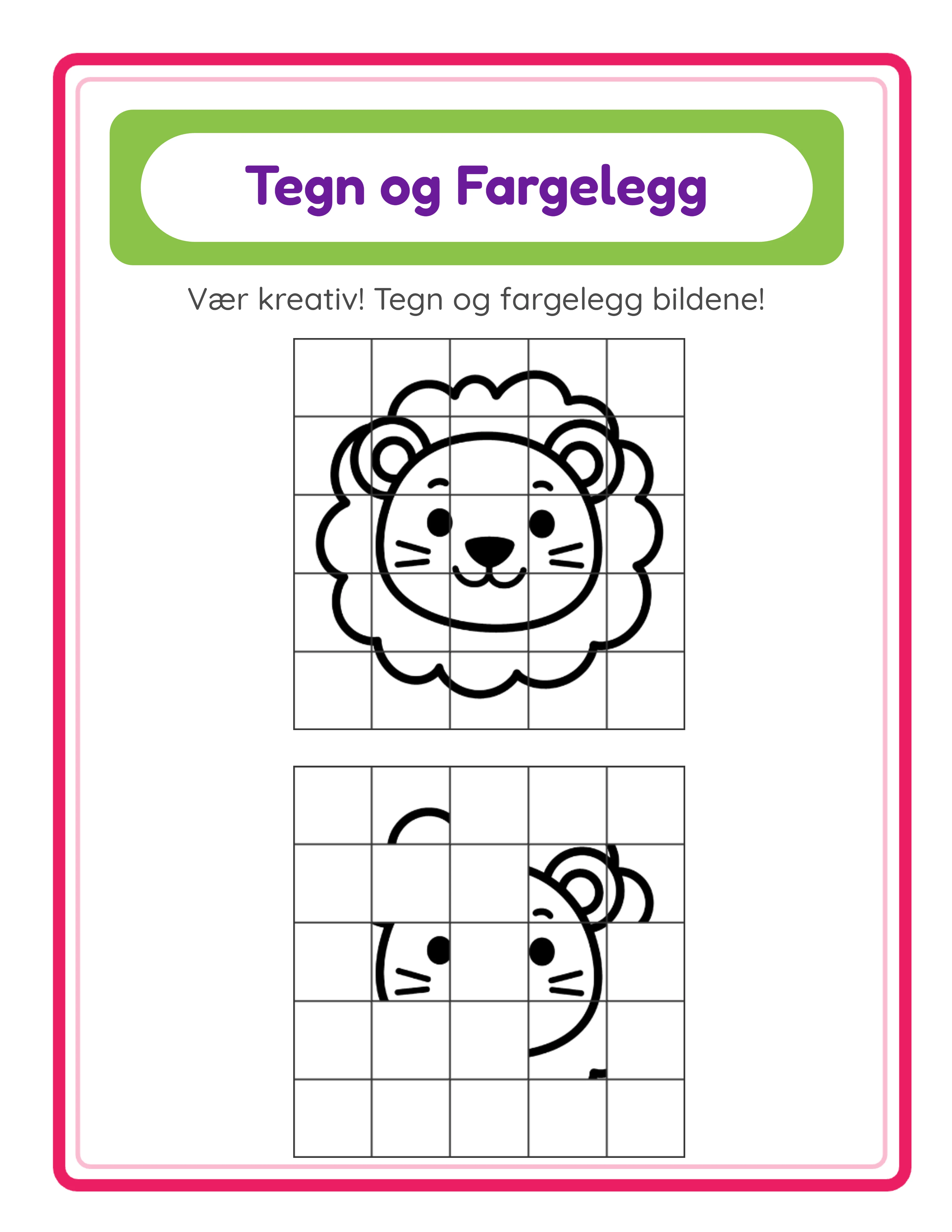 Tegn & Fargelegg arbeidsark eksempel 3