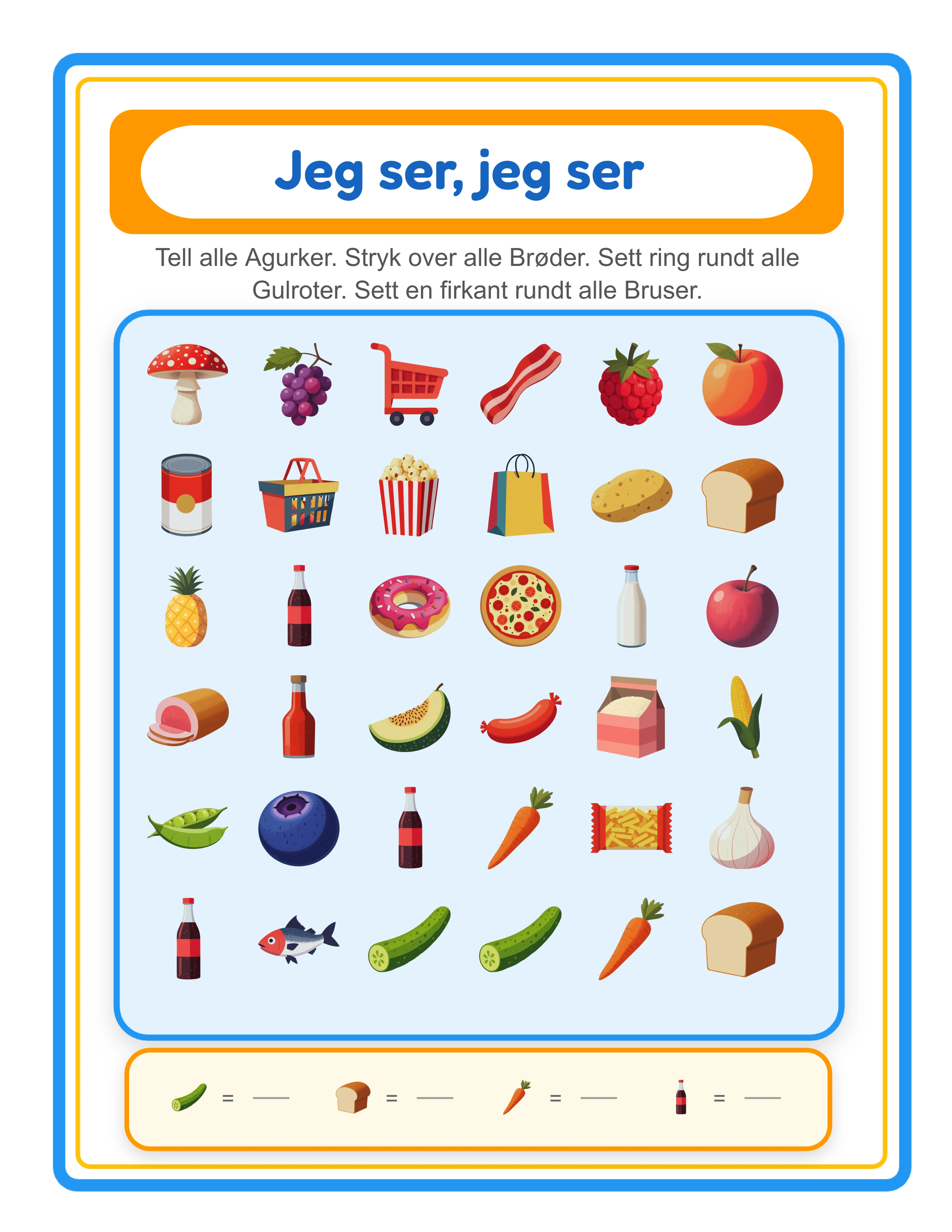 Utvalgt sok & tell arbeidsark