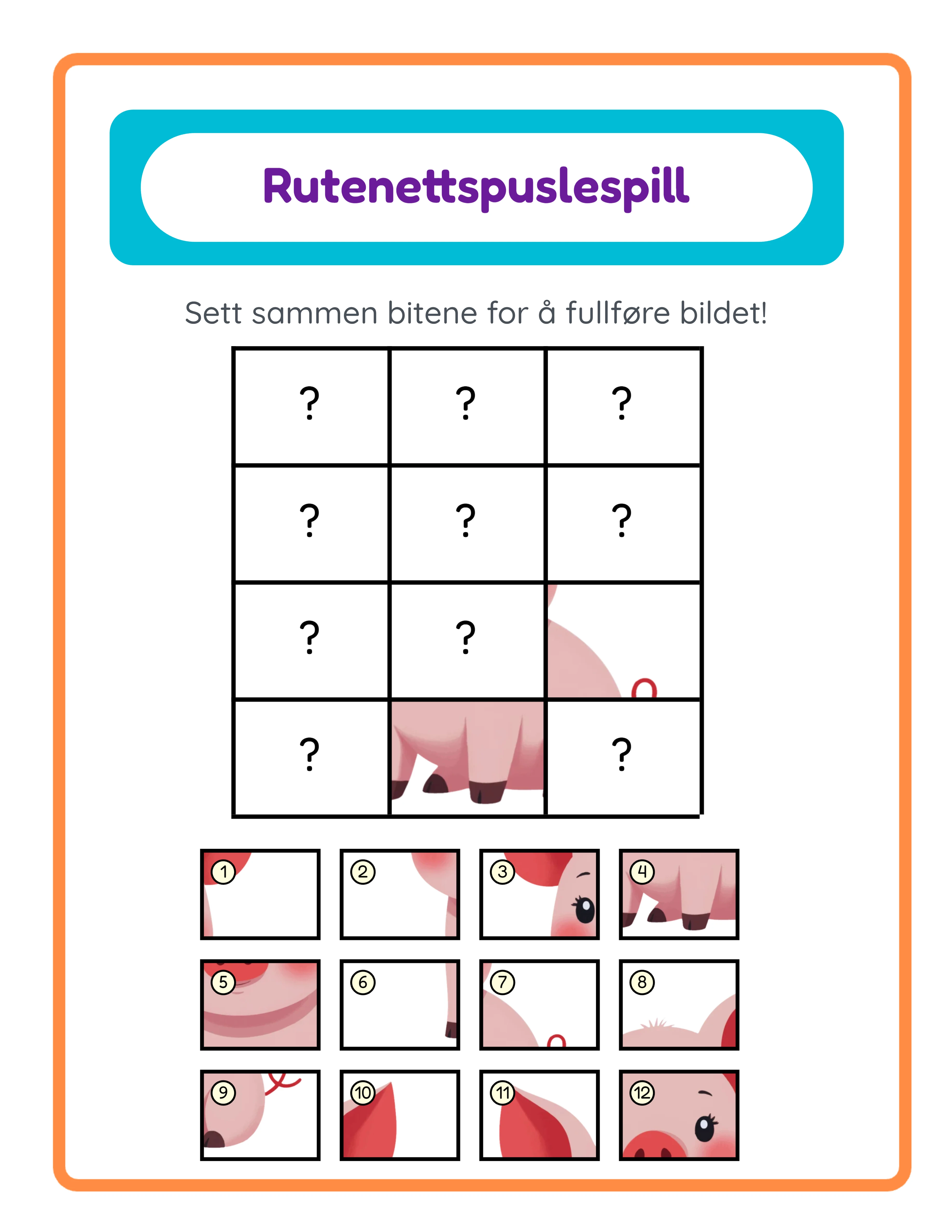 Fire ganger fire avansert rutenettkobling puslespill med seksten fliser og minimale ledetråder for utfordrende visuell persepsjonsaktivitet