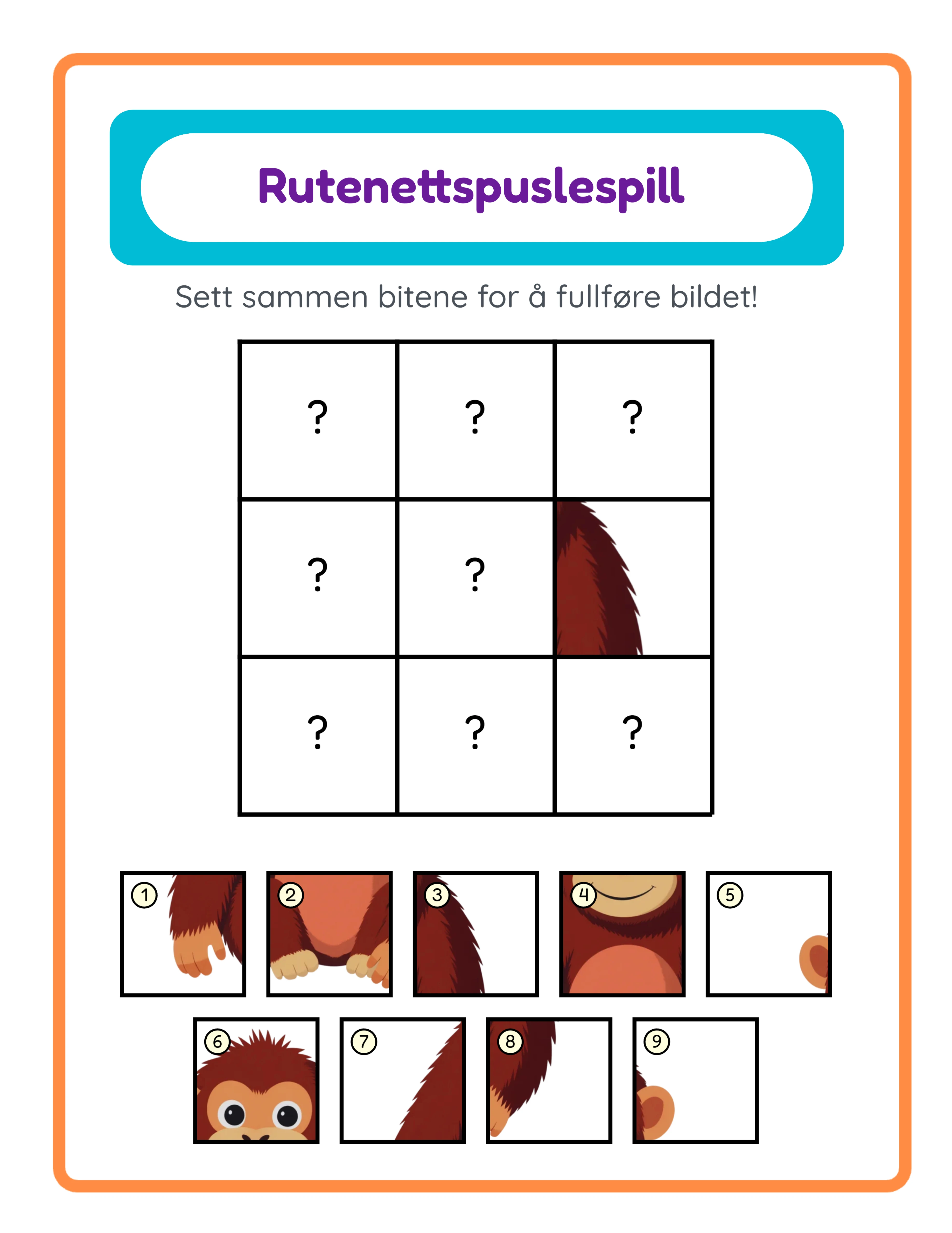 Rutenettpuslespill profesjonelt arbeidsark