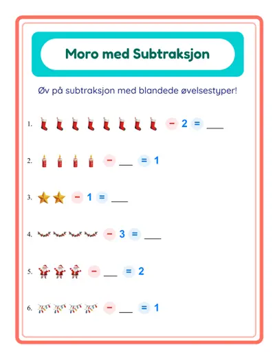 Subtraksjonsoppgaver