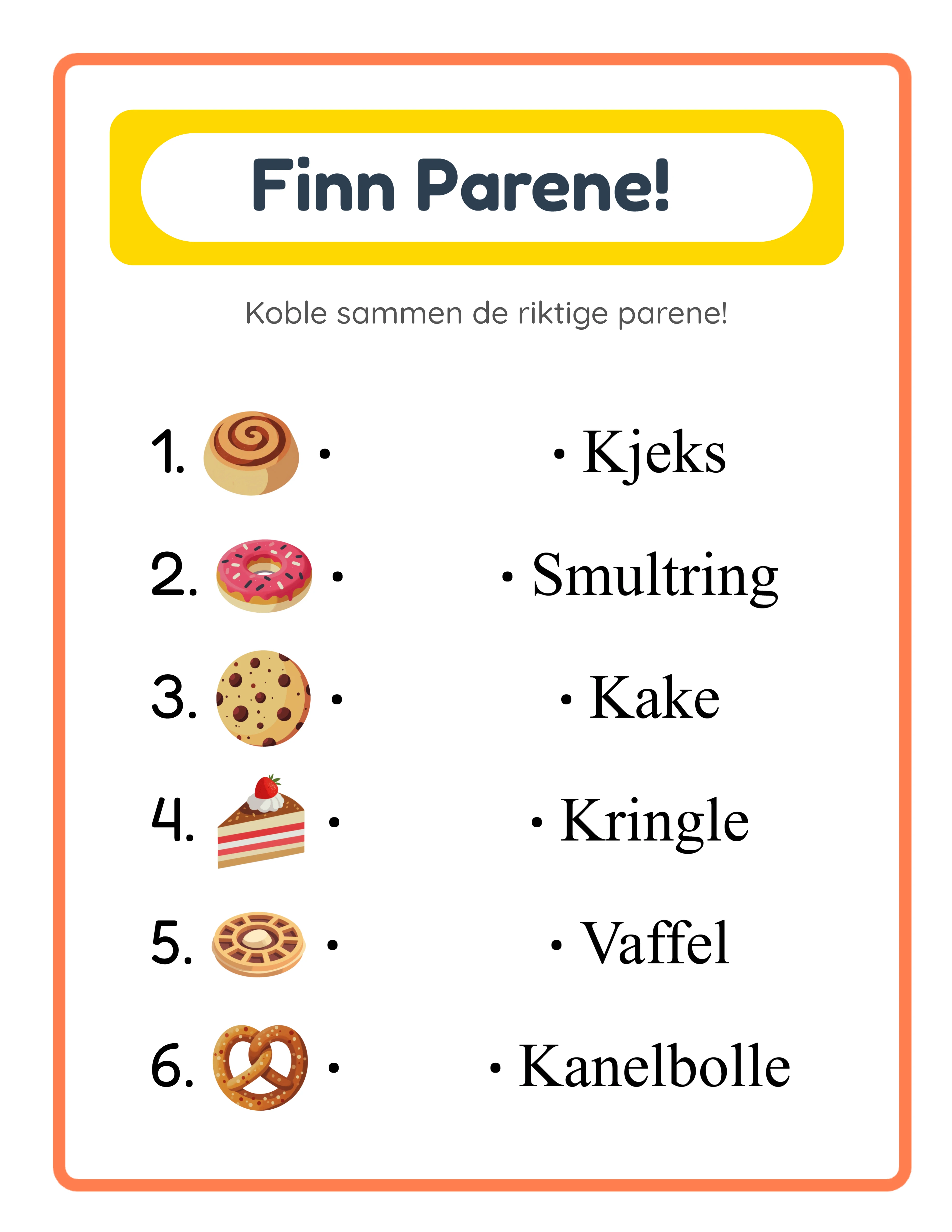 Koblings arbeidsark fasit med horisontale forbindelseslinjer tegnet mellom korrekte par for øyeblikkelig svarverifikasjon