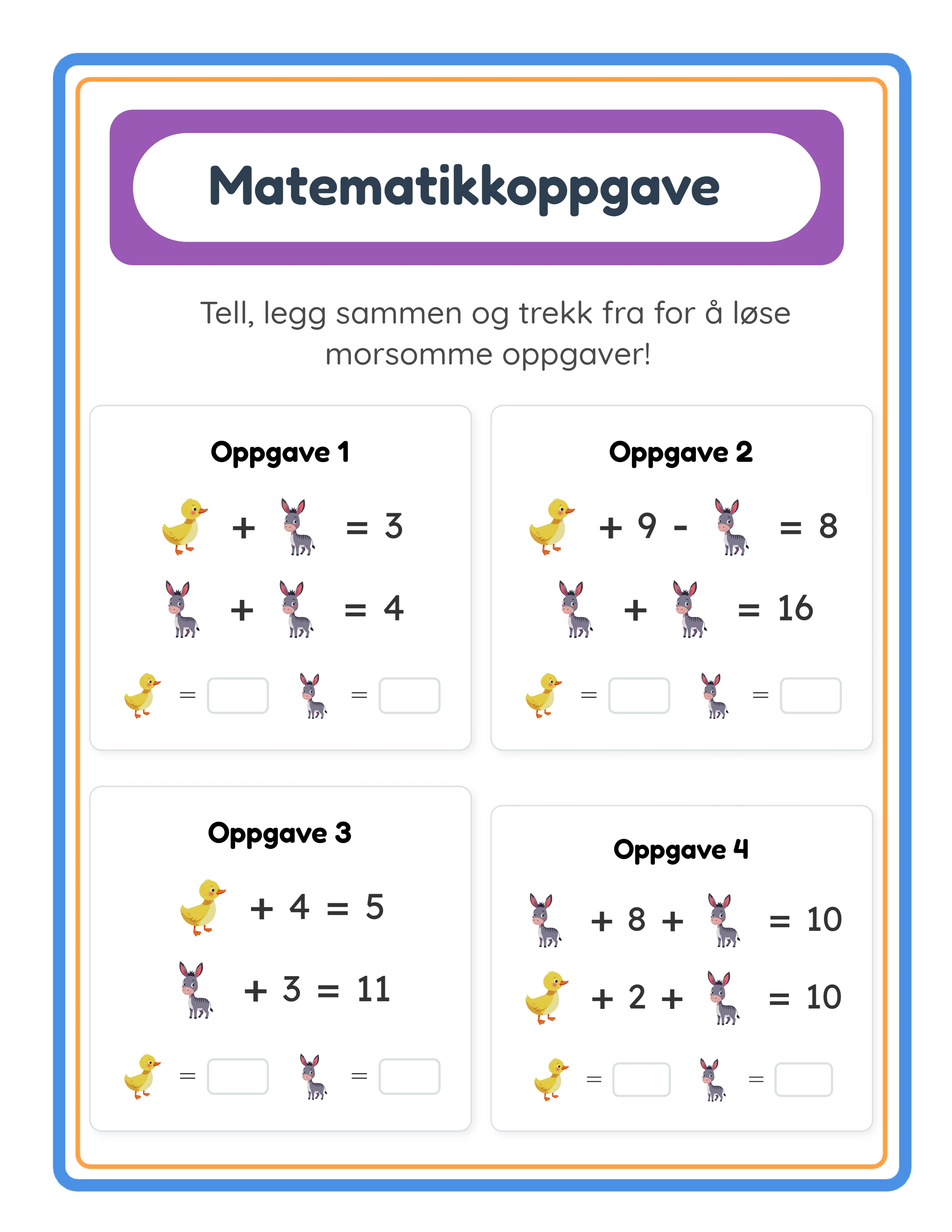 Matematikkoppgave profesjonelt arbeidsark