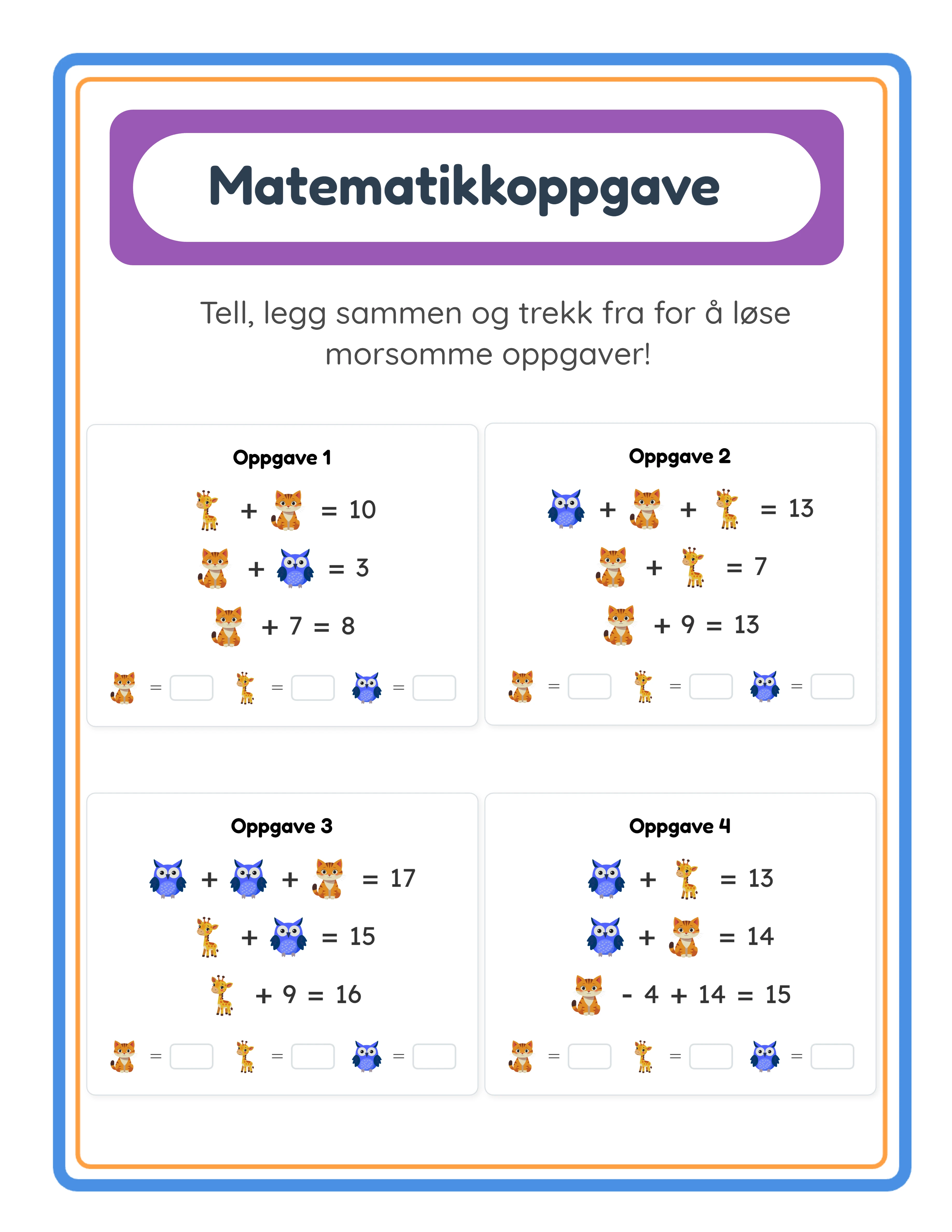 Matematikkoppgave mellomarbeidsark