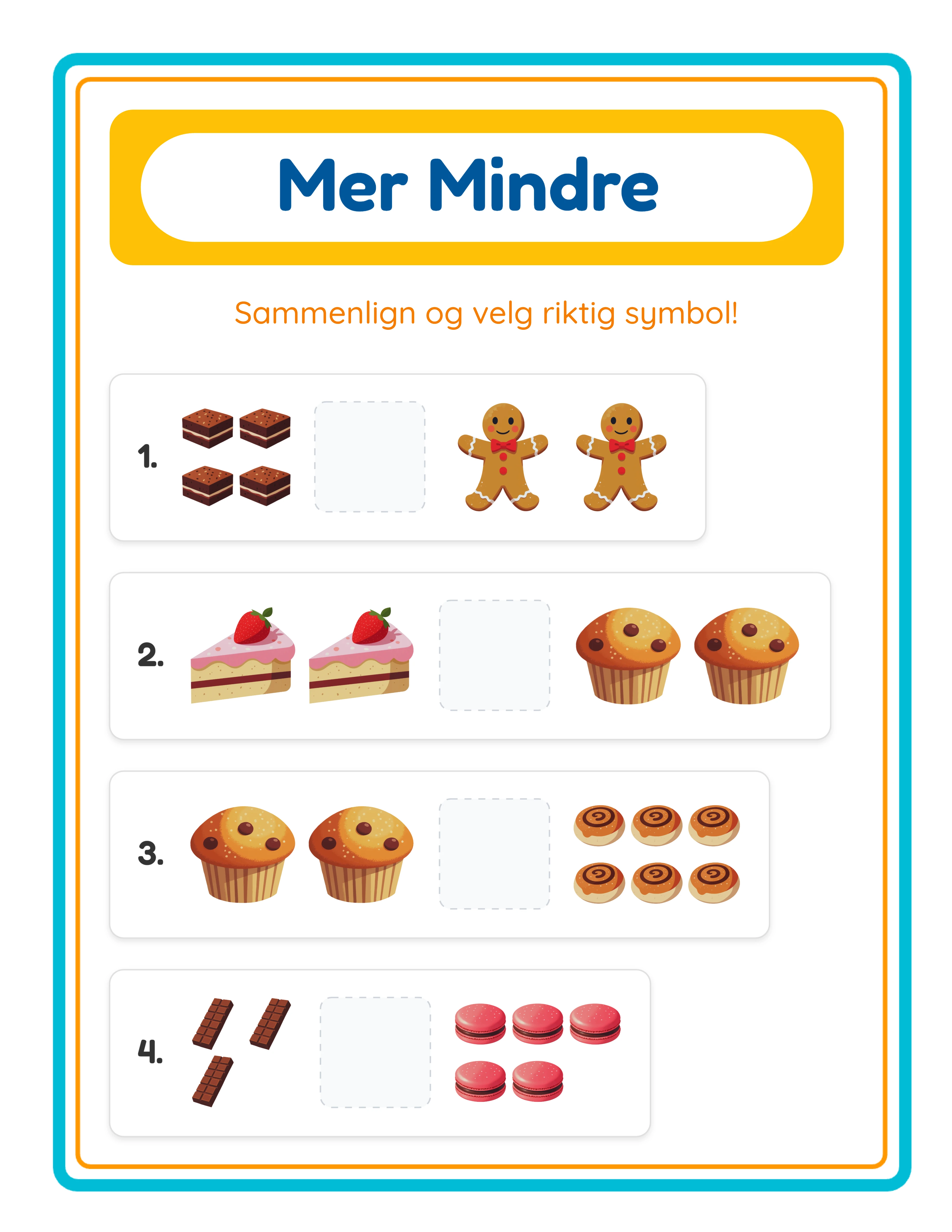 More less printable worksheet — advanced comparison