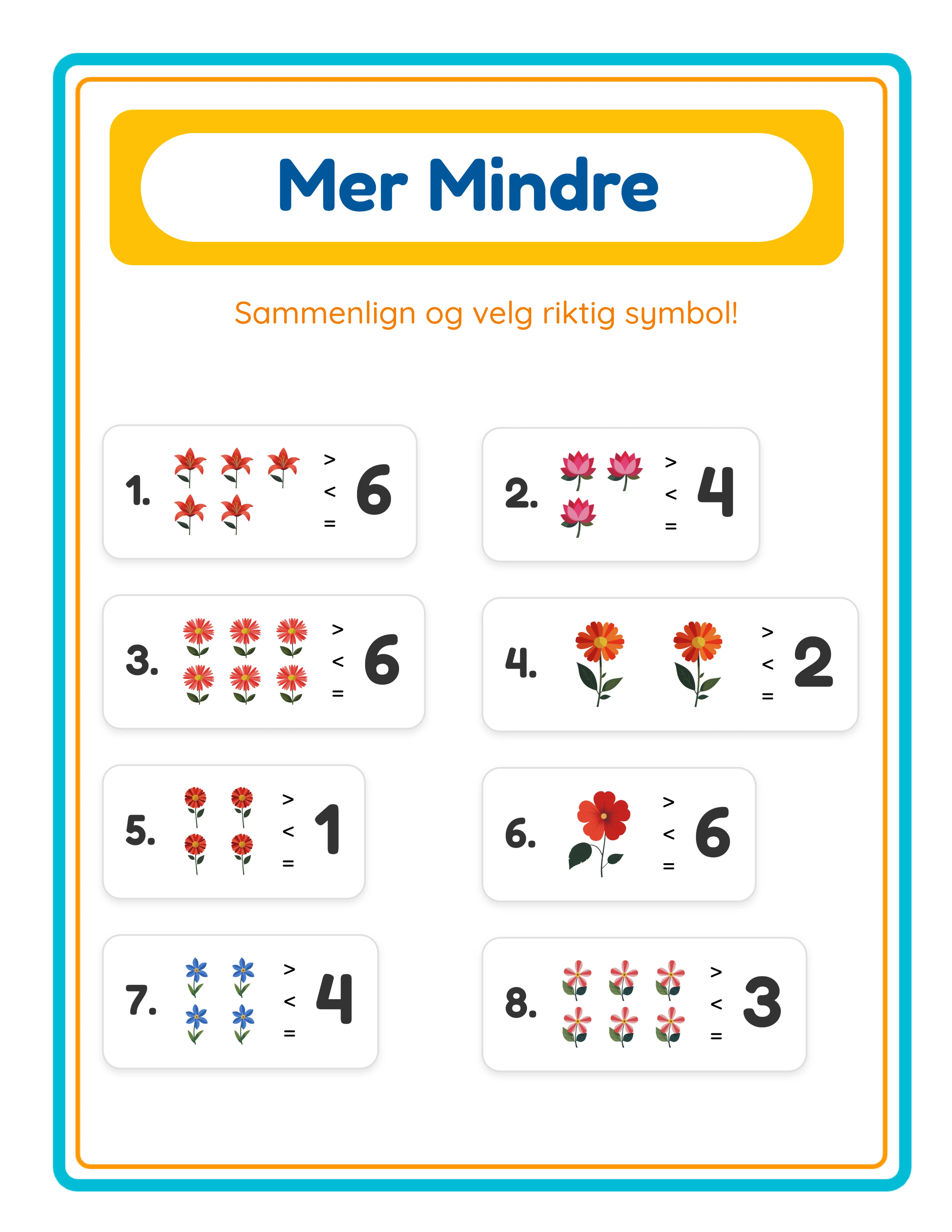 More-less printable worksheet — another themed variation