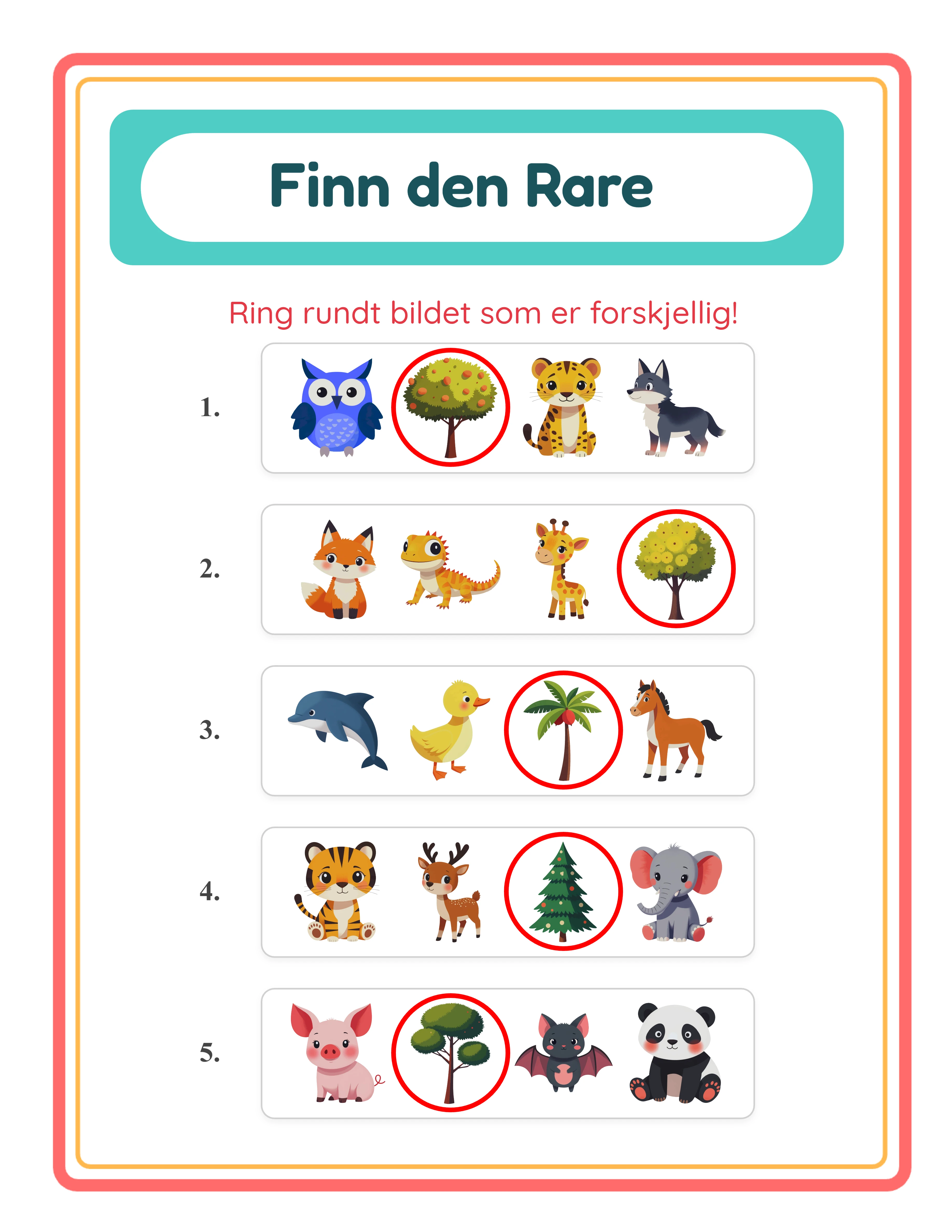 Odd one out printable answer key