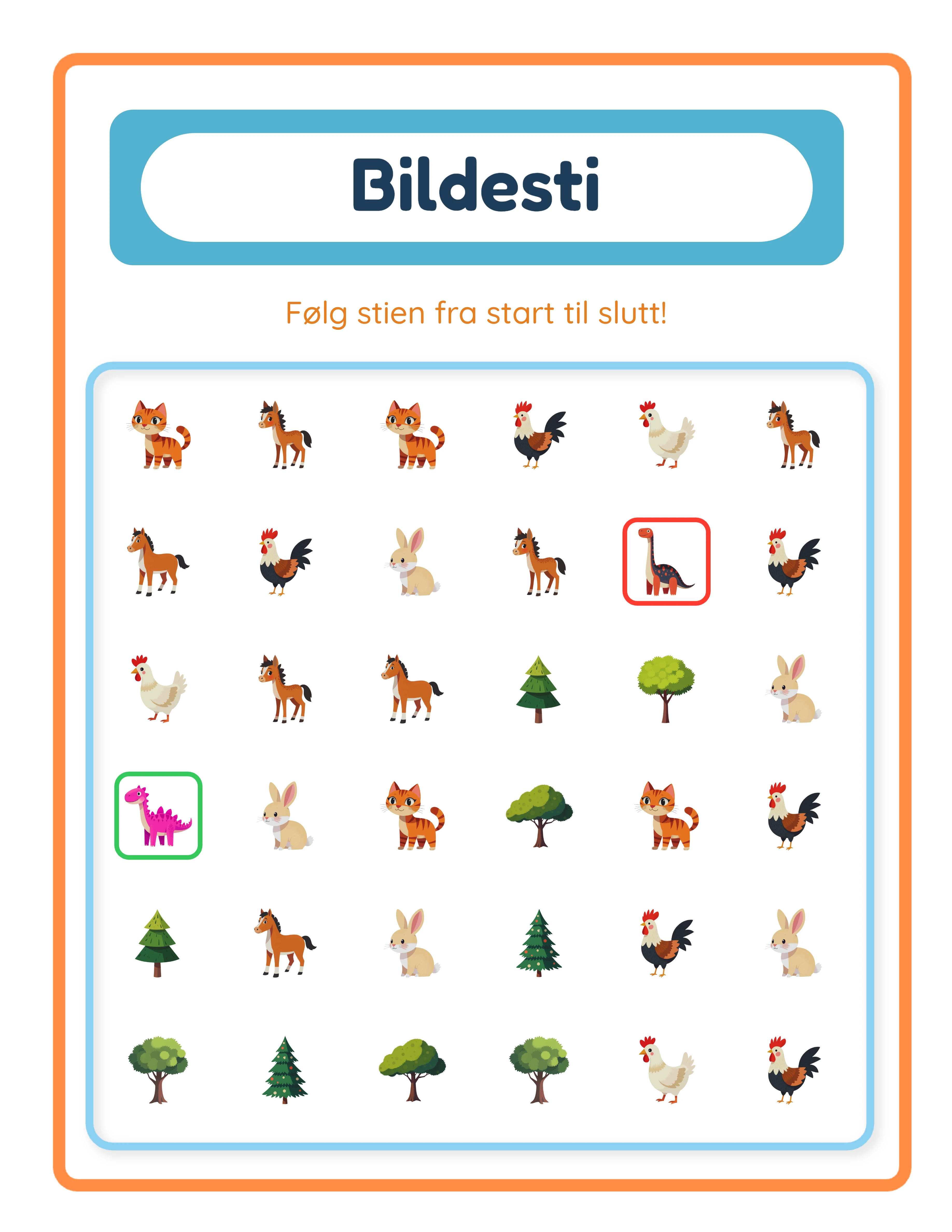 Picture pathway printable worksheet — follow the trail