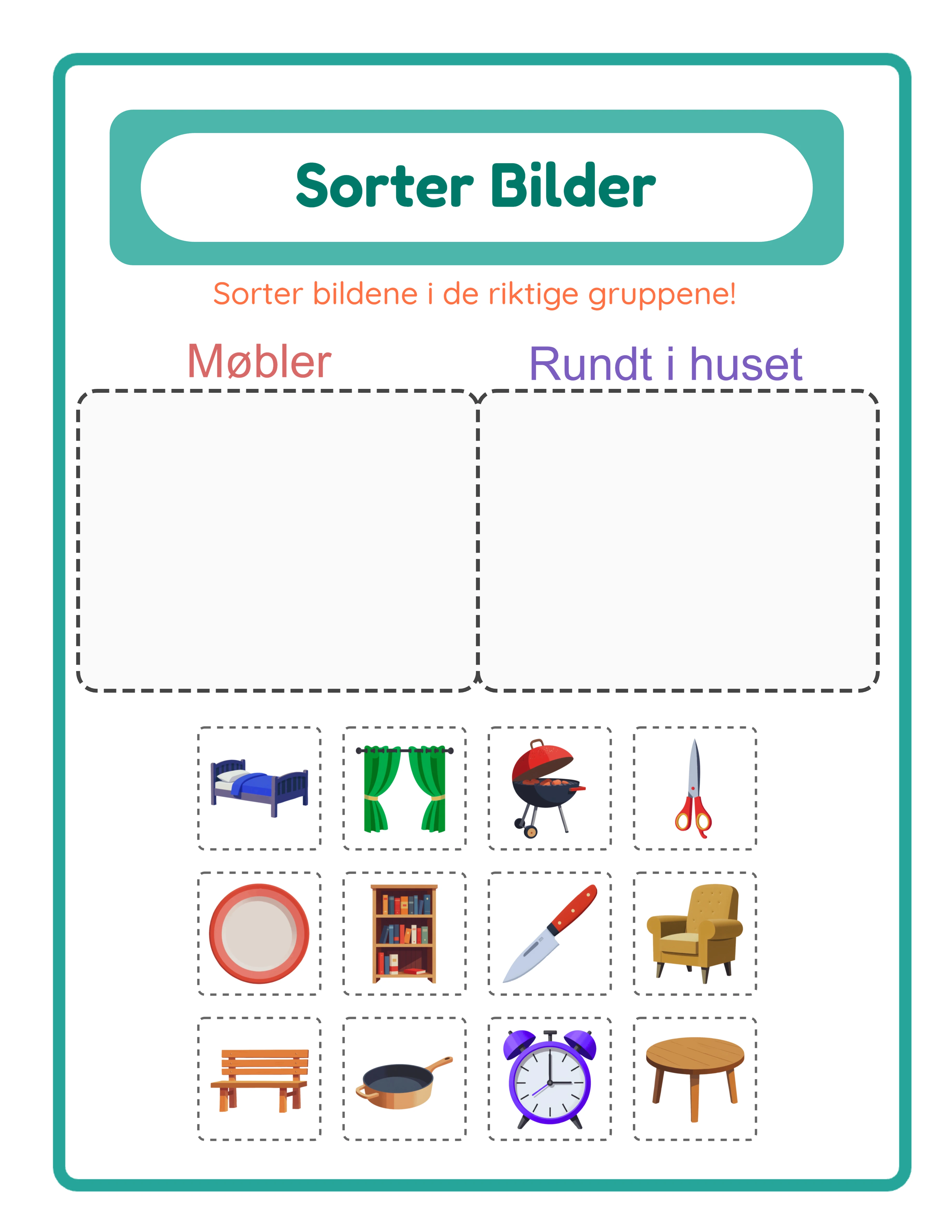 Sortering profesjonelt arbeidsark