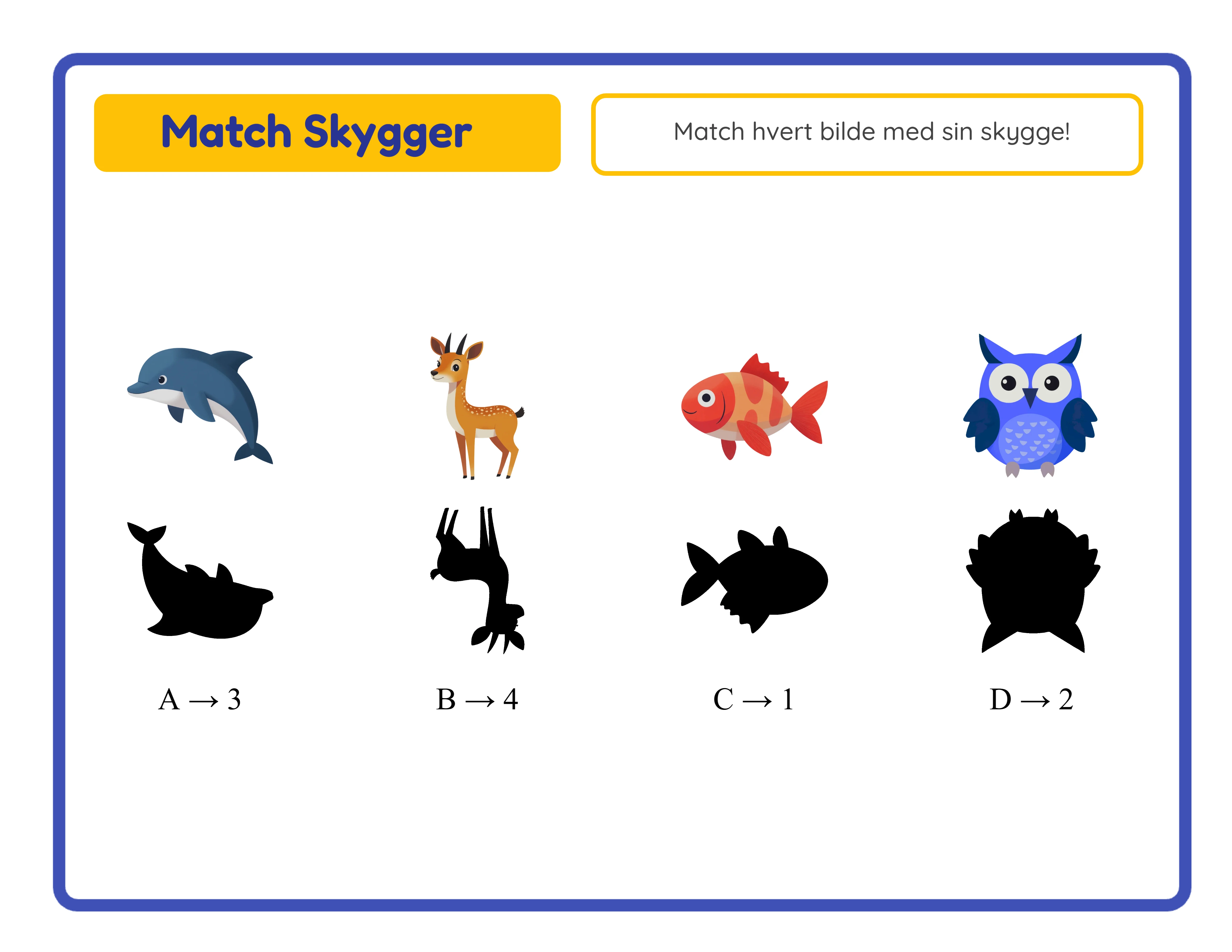 Shadow match printable answer key
