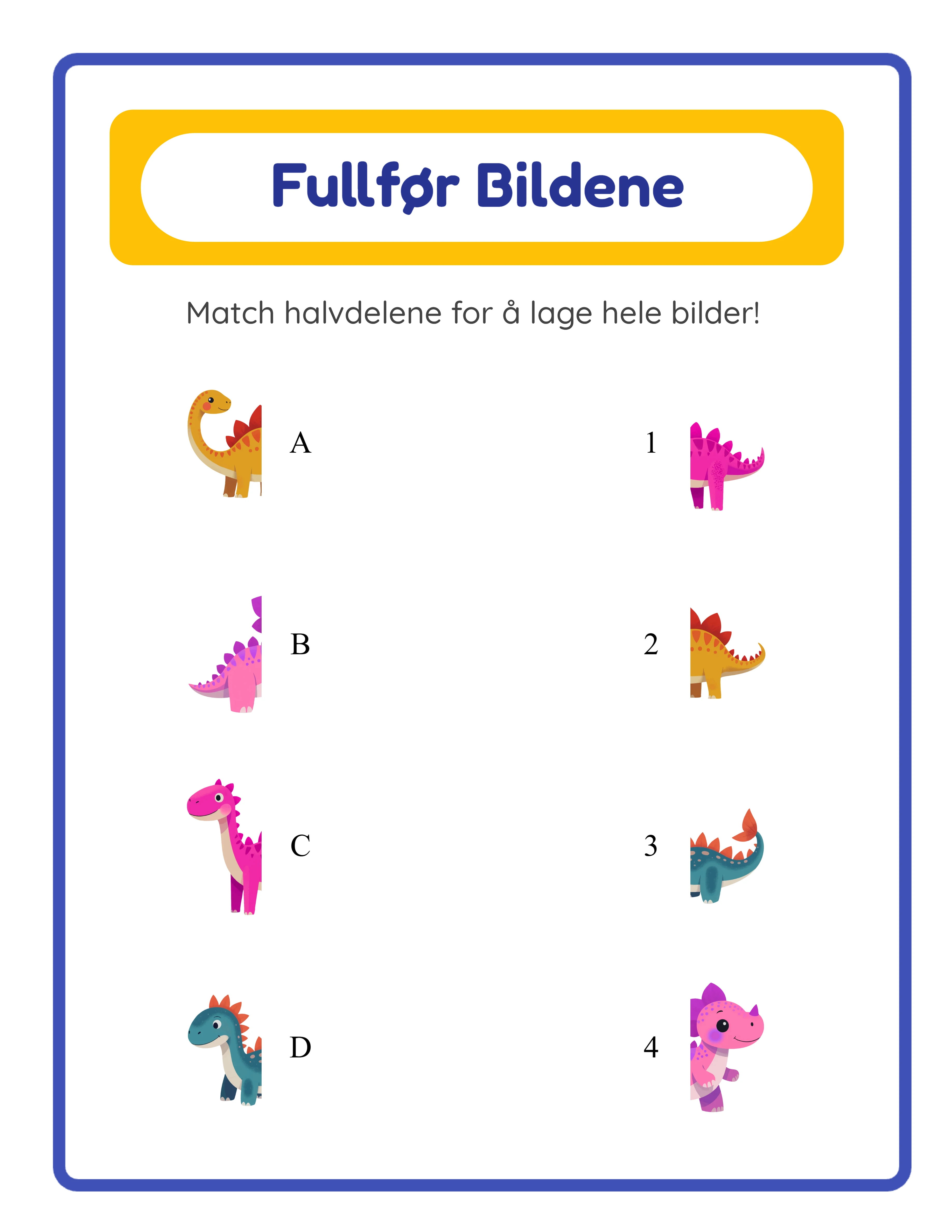 Utvalgt skyggematching arbeidsark