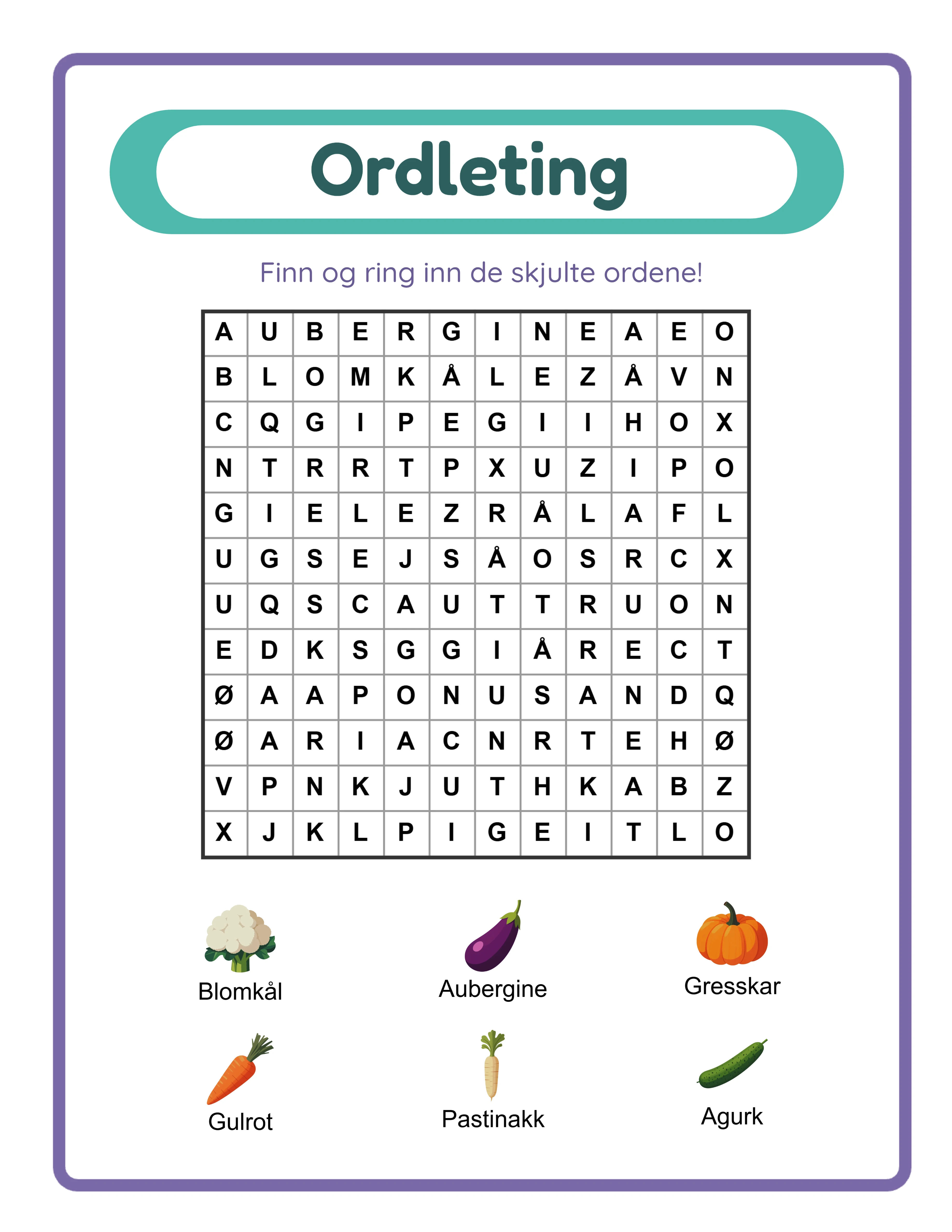 Ordsok profesjonelt arbeidsark