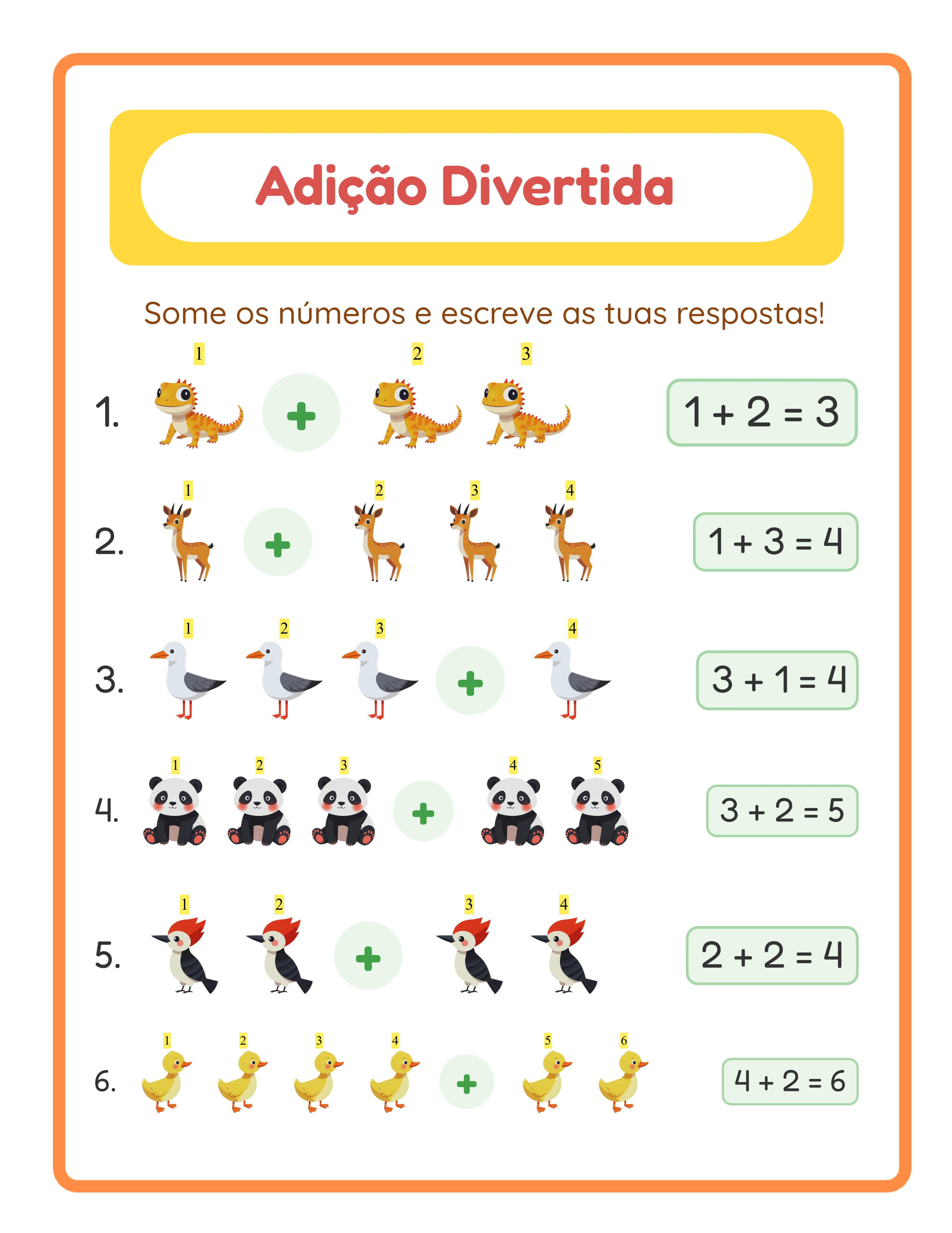 Gabarito de adição profissional — soluções completas incluídas