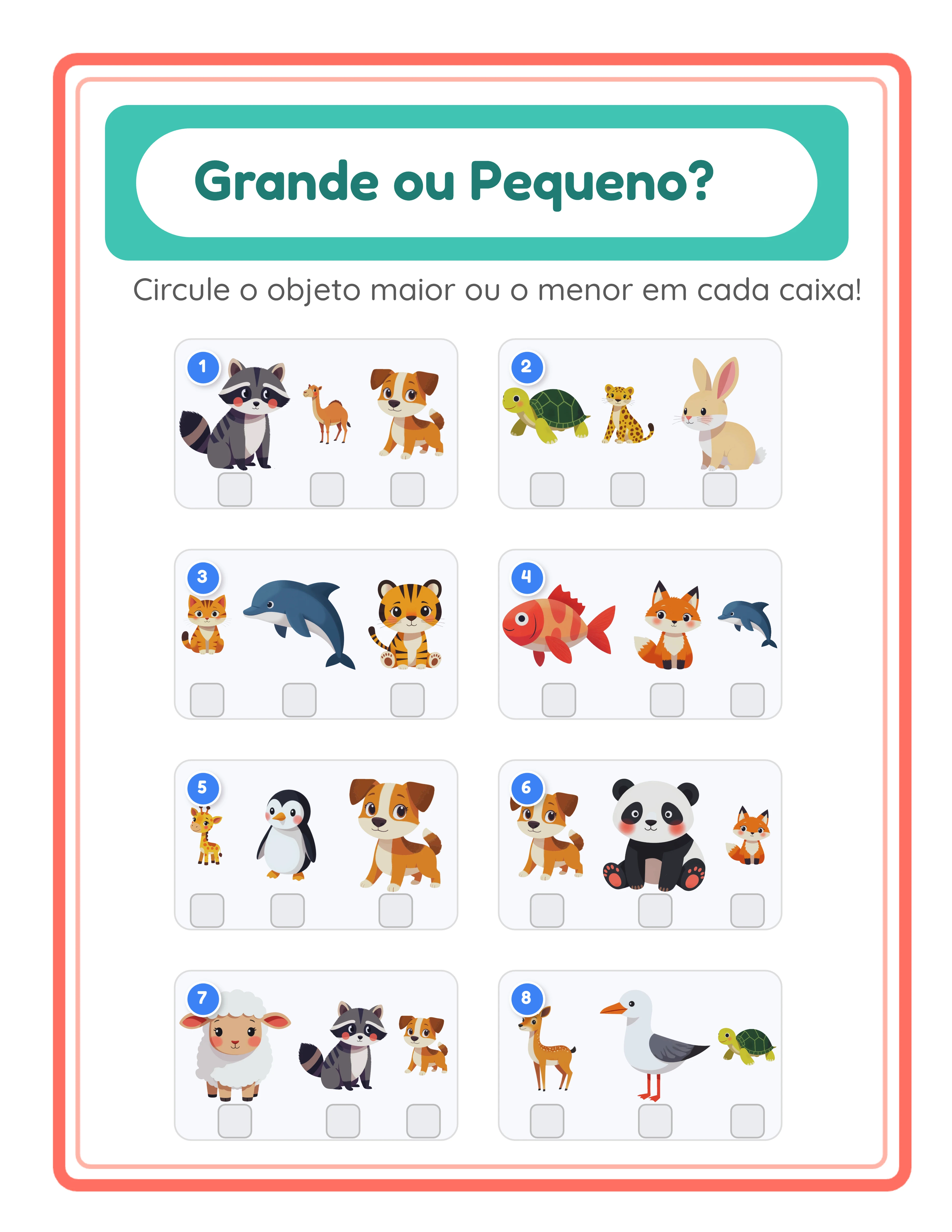 Ficha grande-pequeno em destaque — adorável comparação de tamanhos