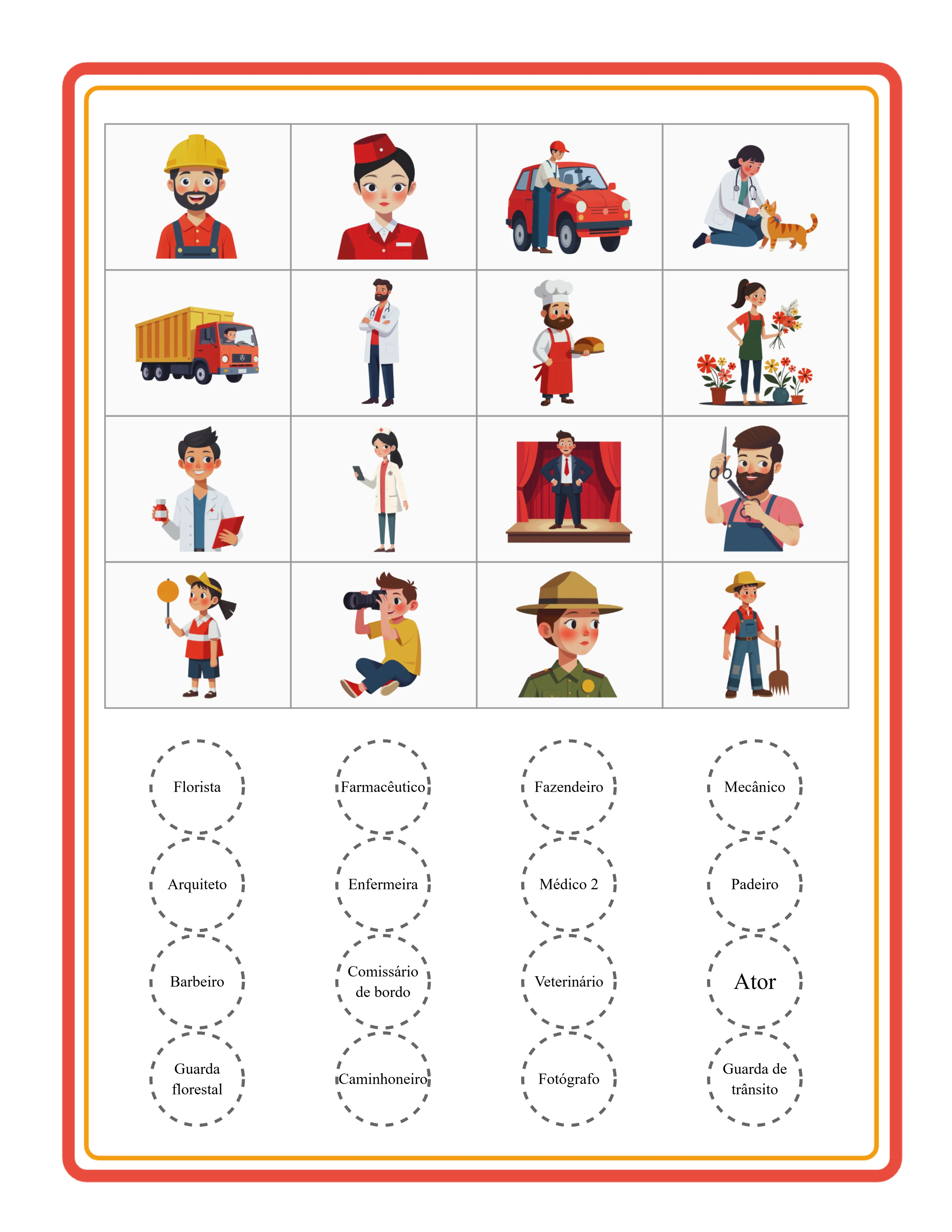 Folha de bingo de imagens em destaque