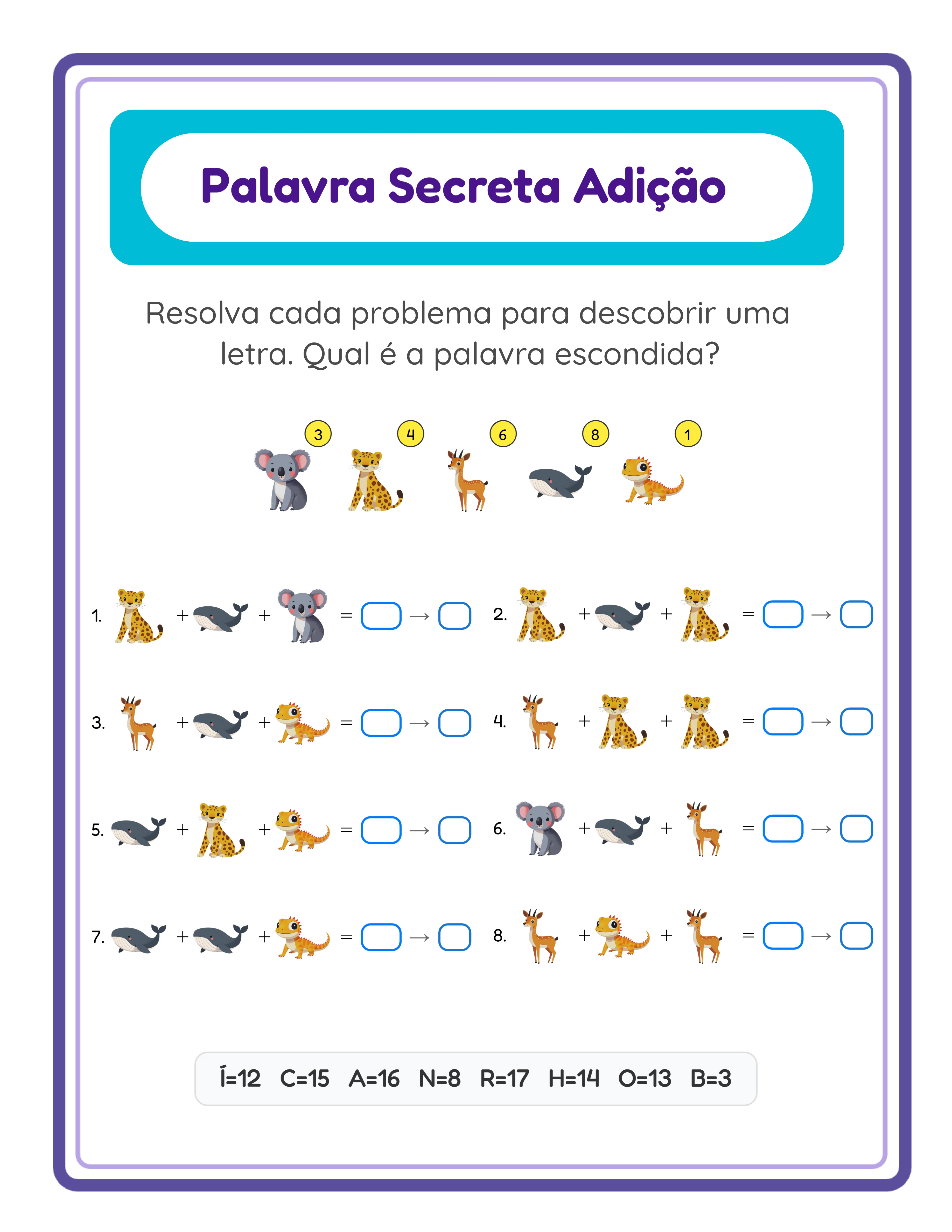 Ficha de código-adição — decifração avançada