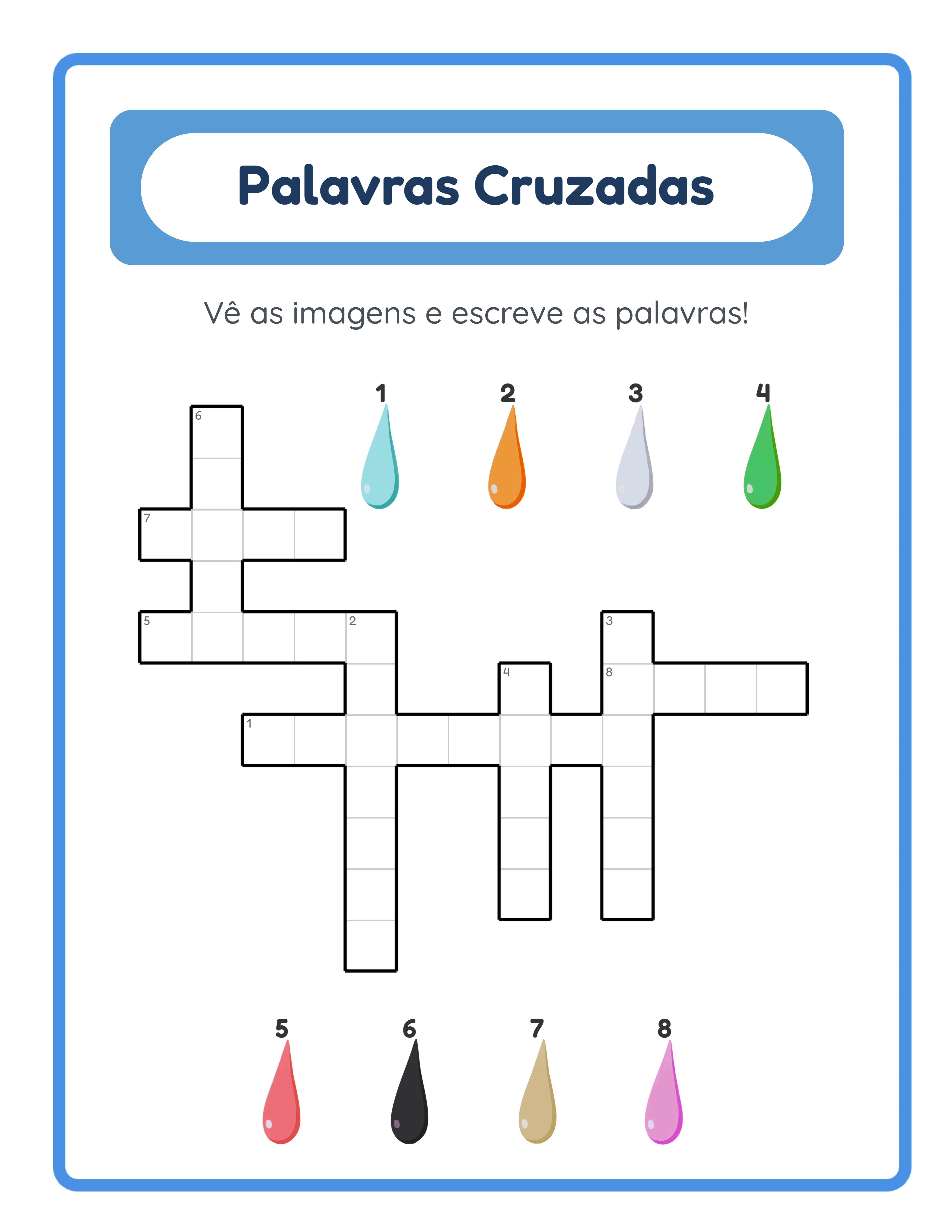 Palavras cruzadas em imagens — vocabulário temático