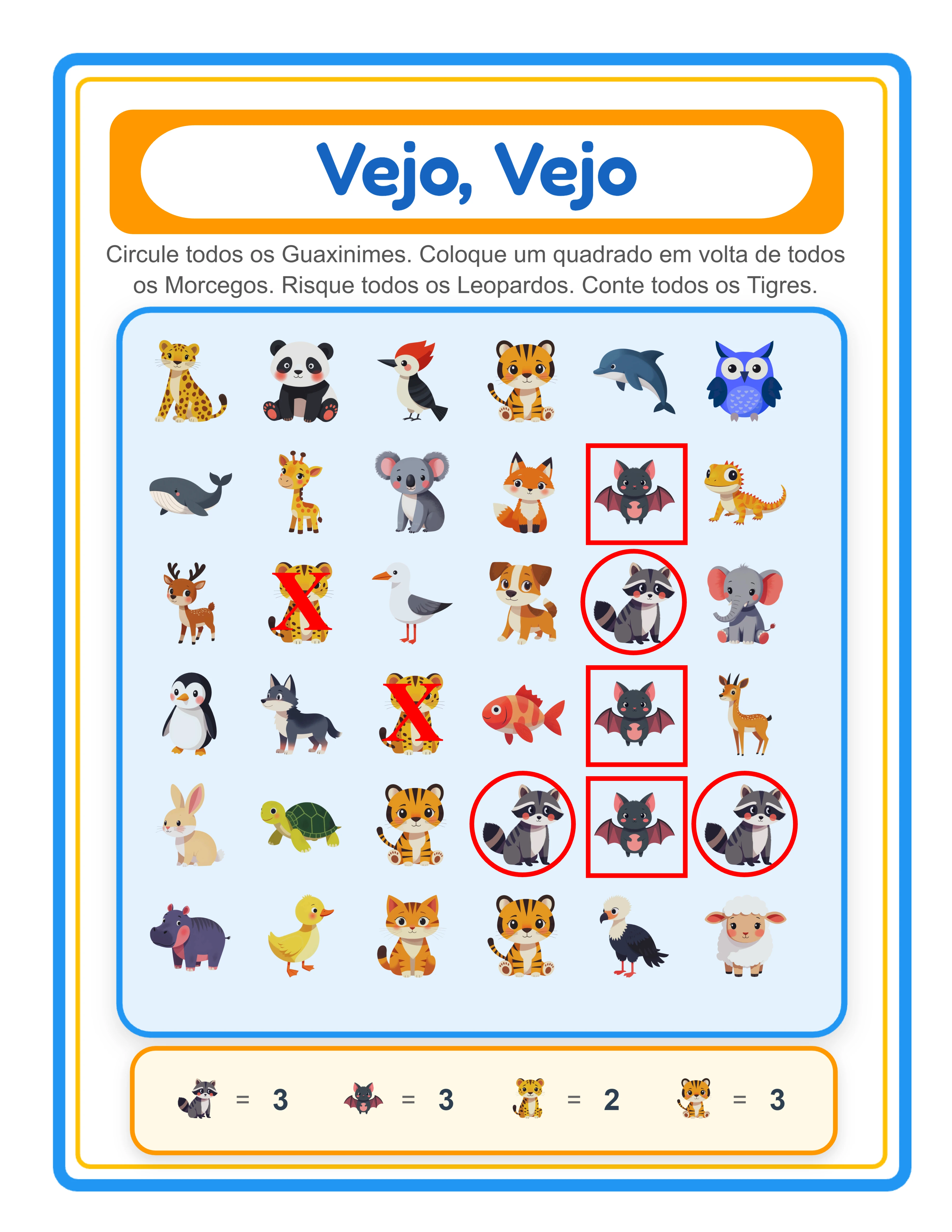 Gabarito de procure e encontre