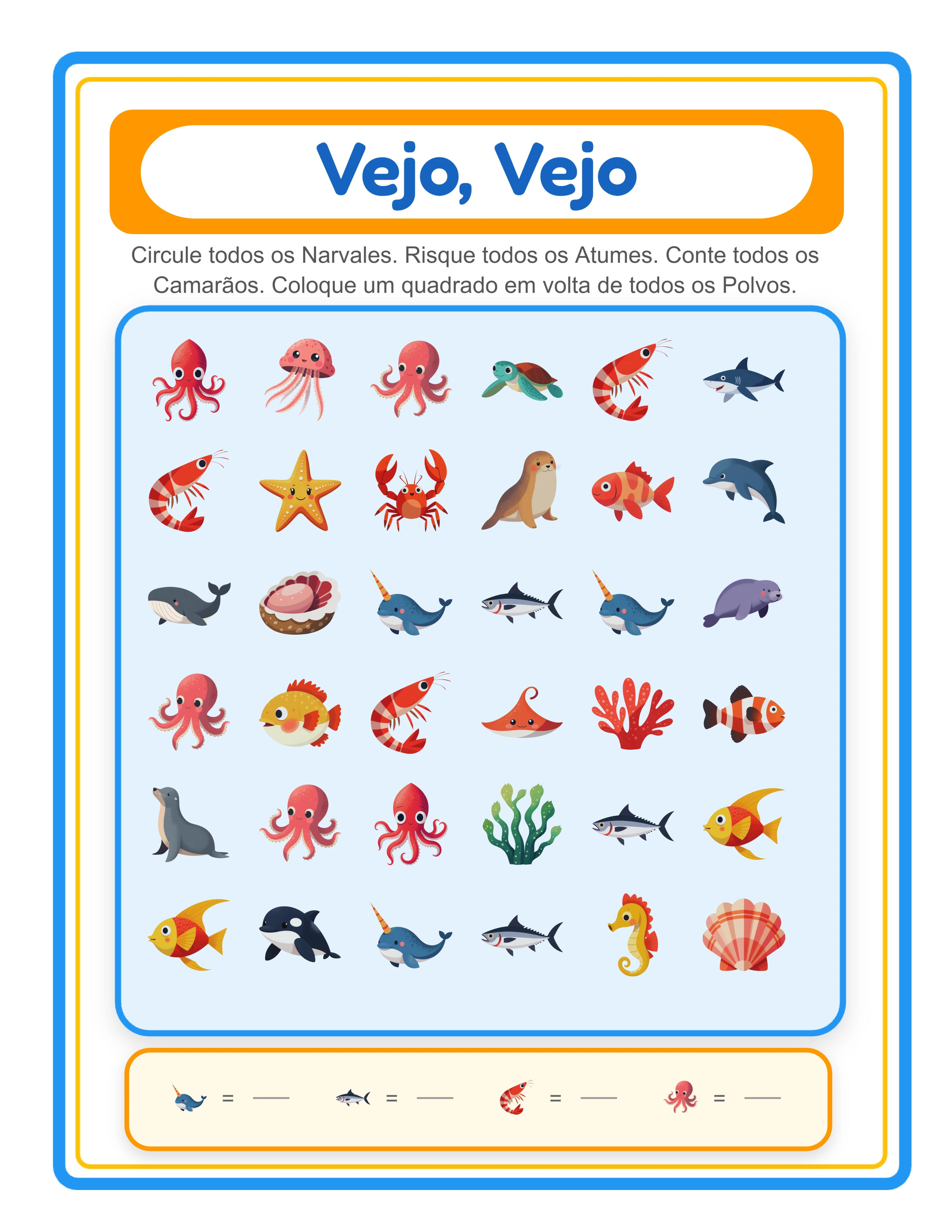 Procure e encontre em destaque — atividade de imagens ocultas colorida